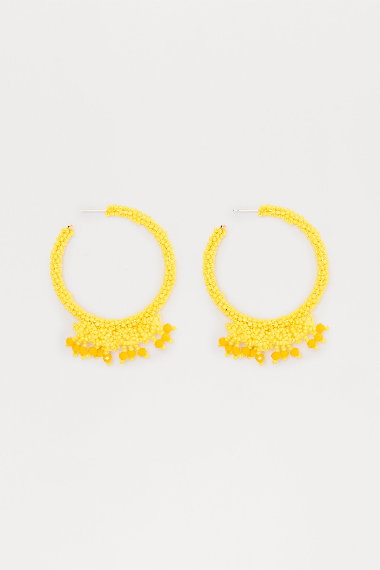 Sundrops Beaded Hoop Earrings - Yellow - Image 3