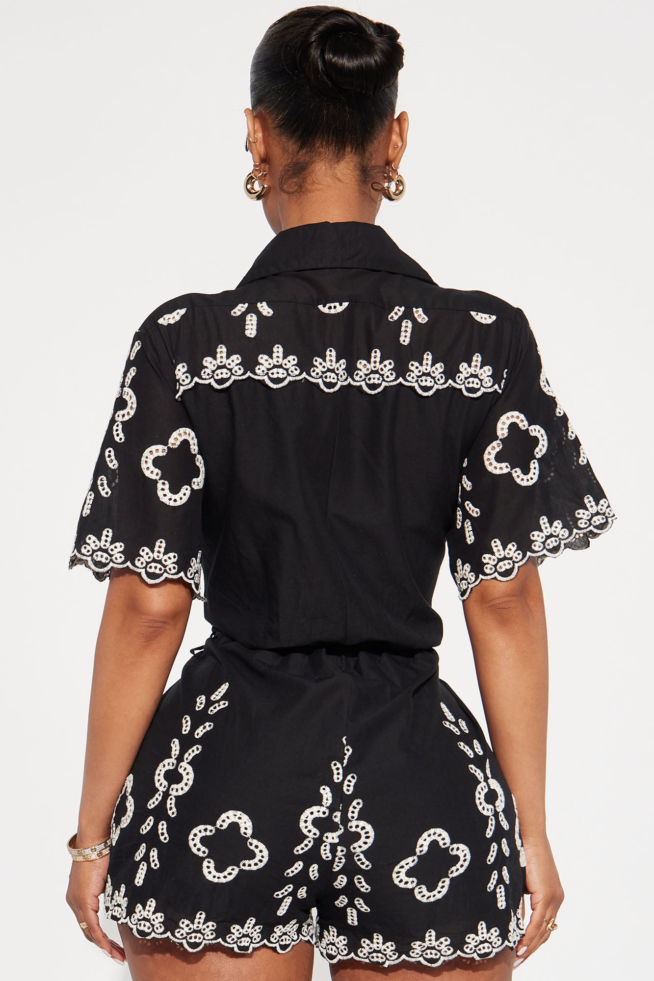 Sicily Linen Romper - Black/White - Image 7