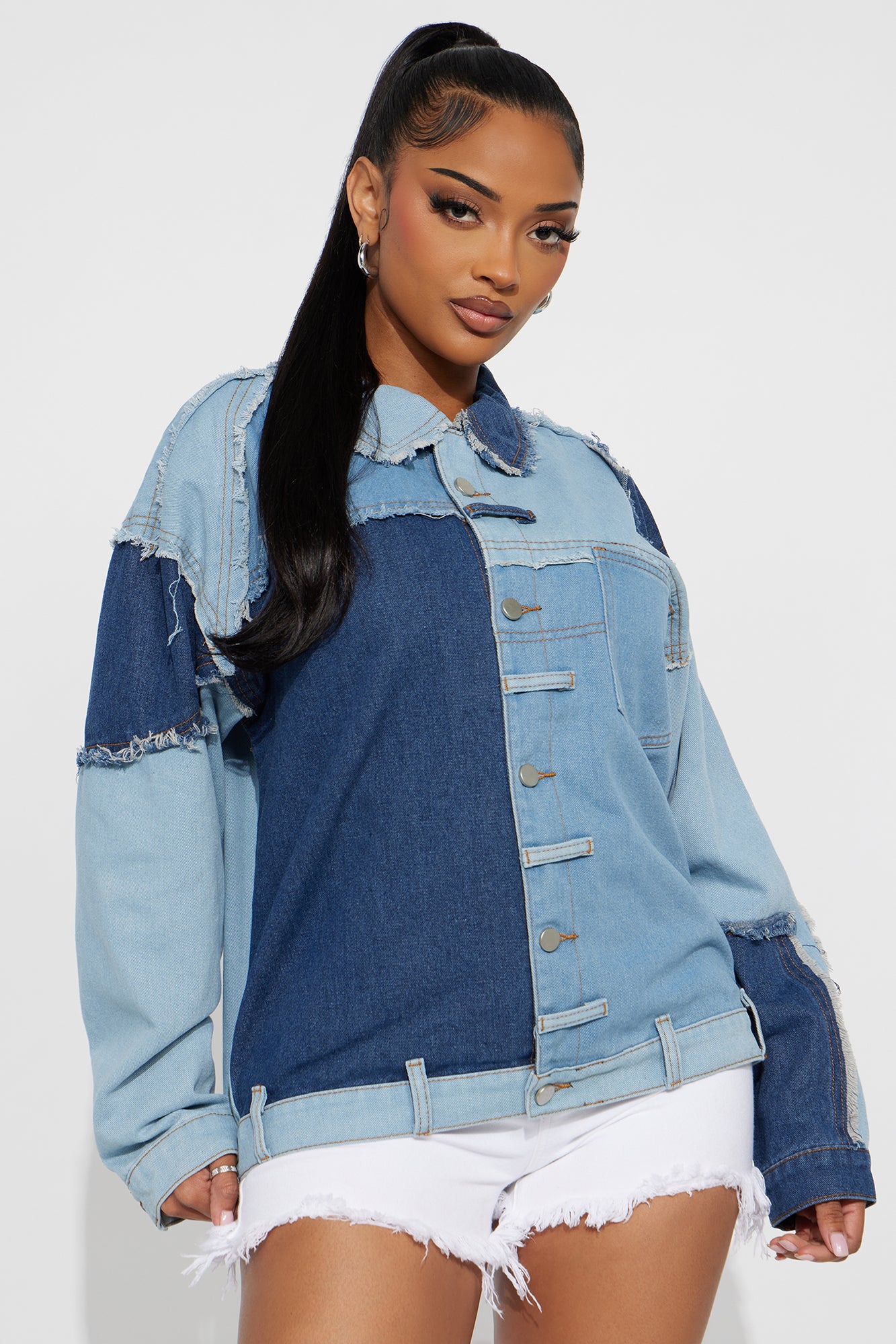 Good Karma Reconstructed Denim Jacket - Light Wash - Image 3