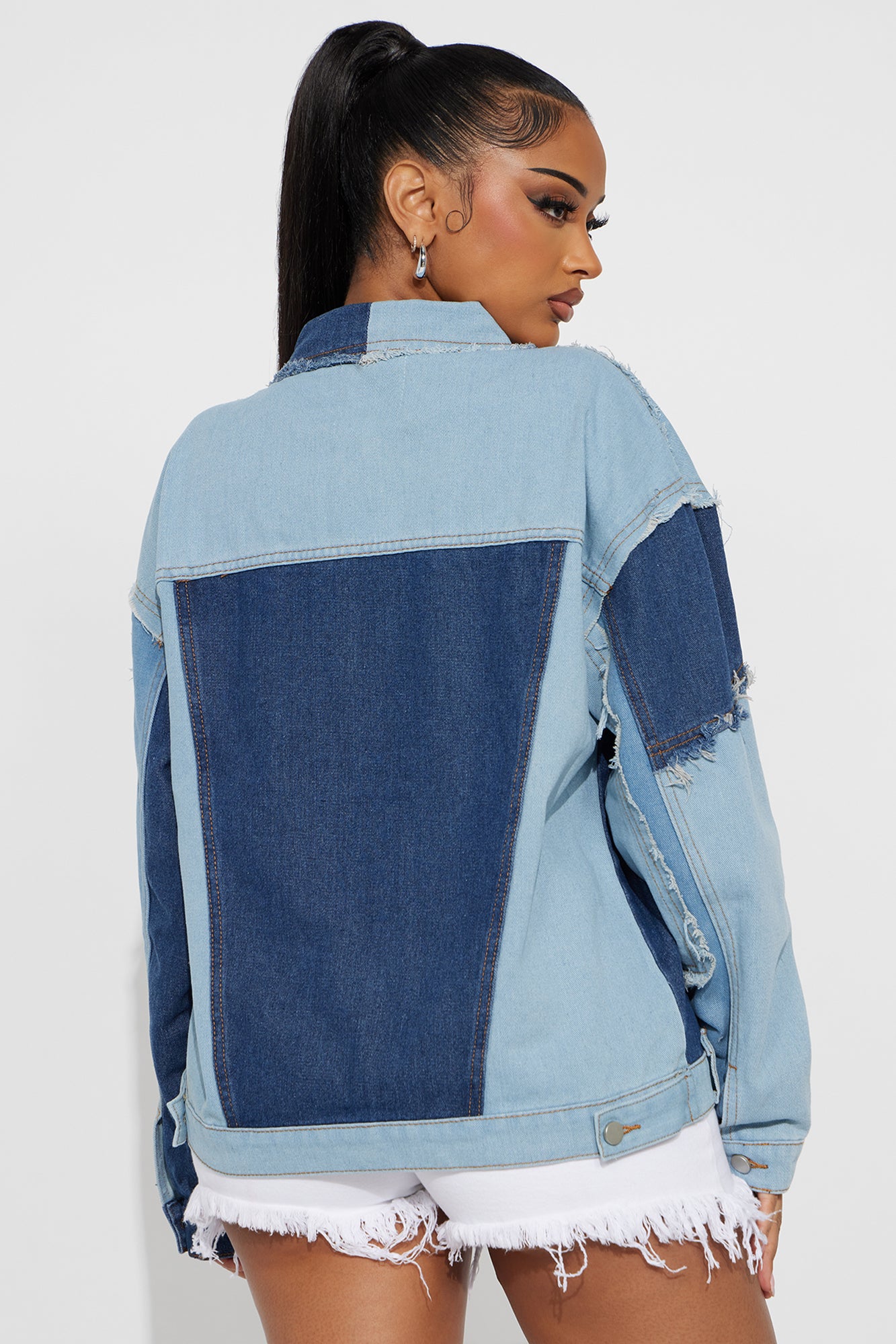 Good Karma Reconstructed Denim Jacket - Light Wash - Image 4