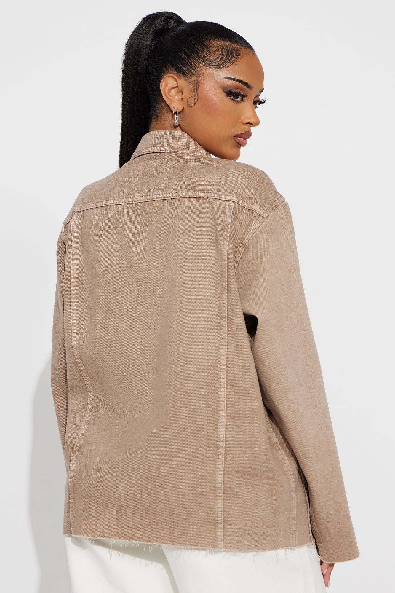 Sephina Oversized Denim Blazer - Taupe - Image 4