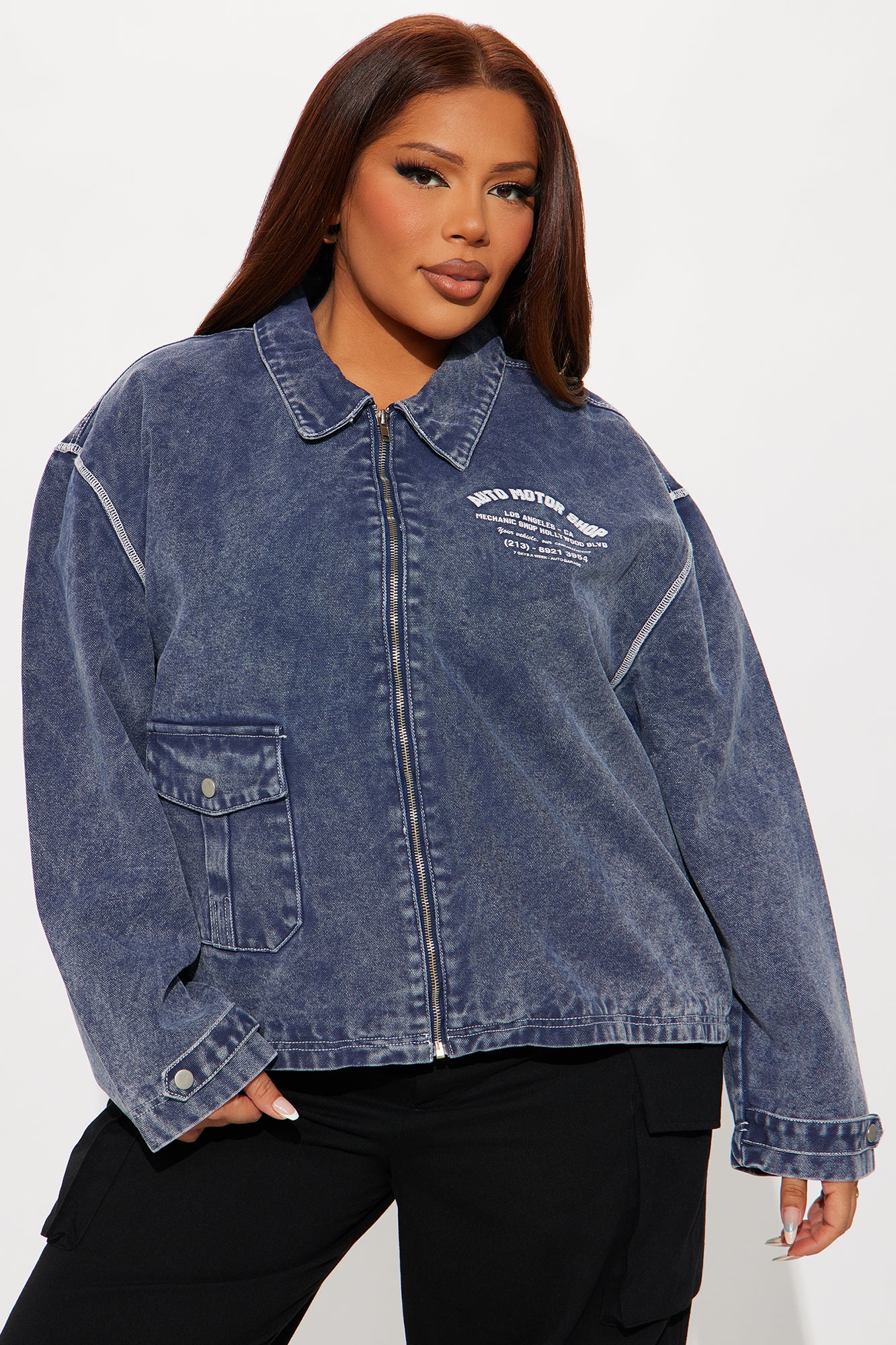 Kenzie Denim Washed Trucker Jacket - Vintage Wash - Image 8