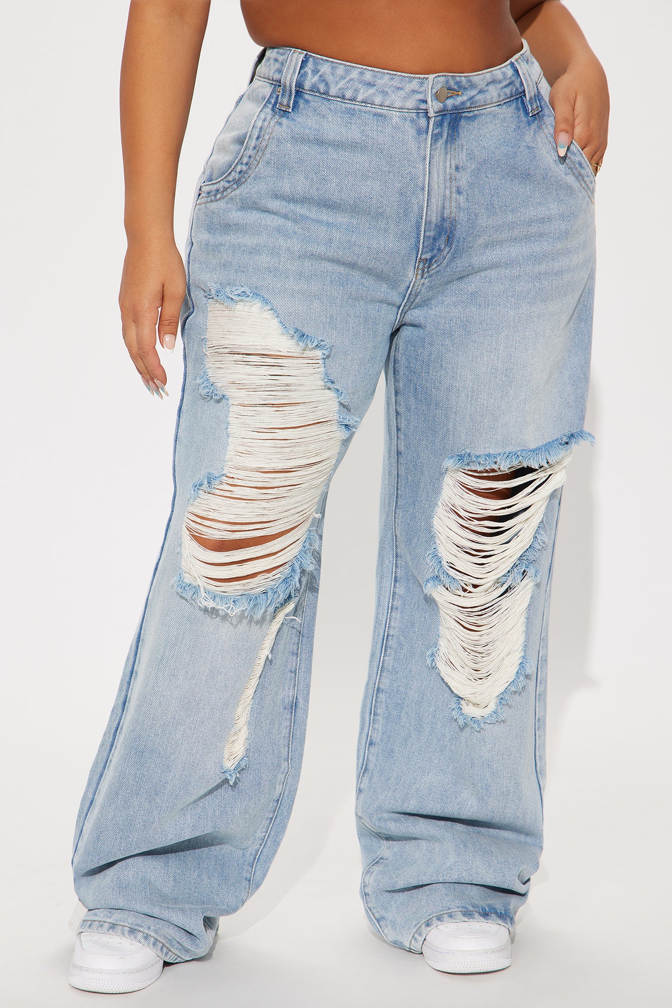 Tall Sticking Around Ripped Straight Leg Jeans - Medium Wash - Image 5