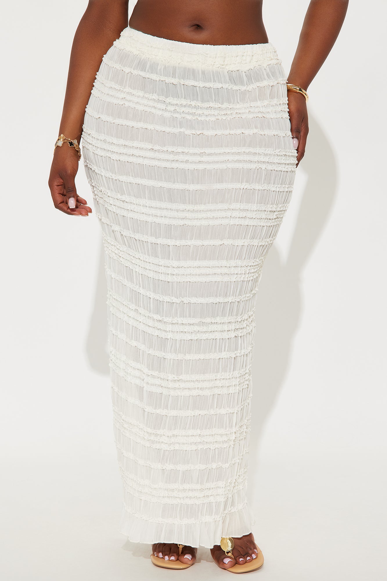 Elise Tiered Ruffle Maxi Skirt - Ivory - Image 5
