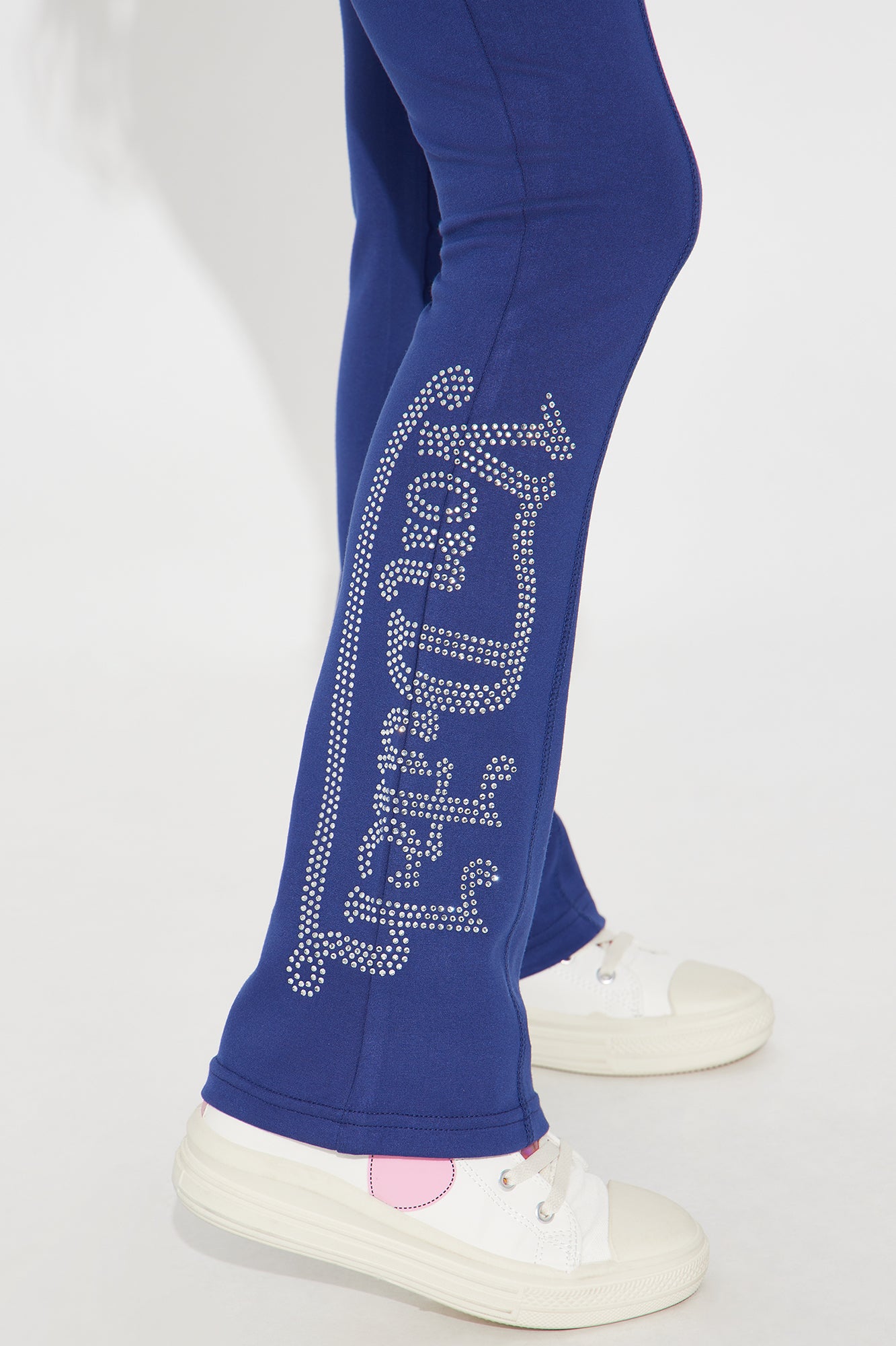 Mini Von Dutch Rhinestone Washed Flared Legging - Navy/Red - Image 4