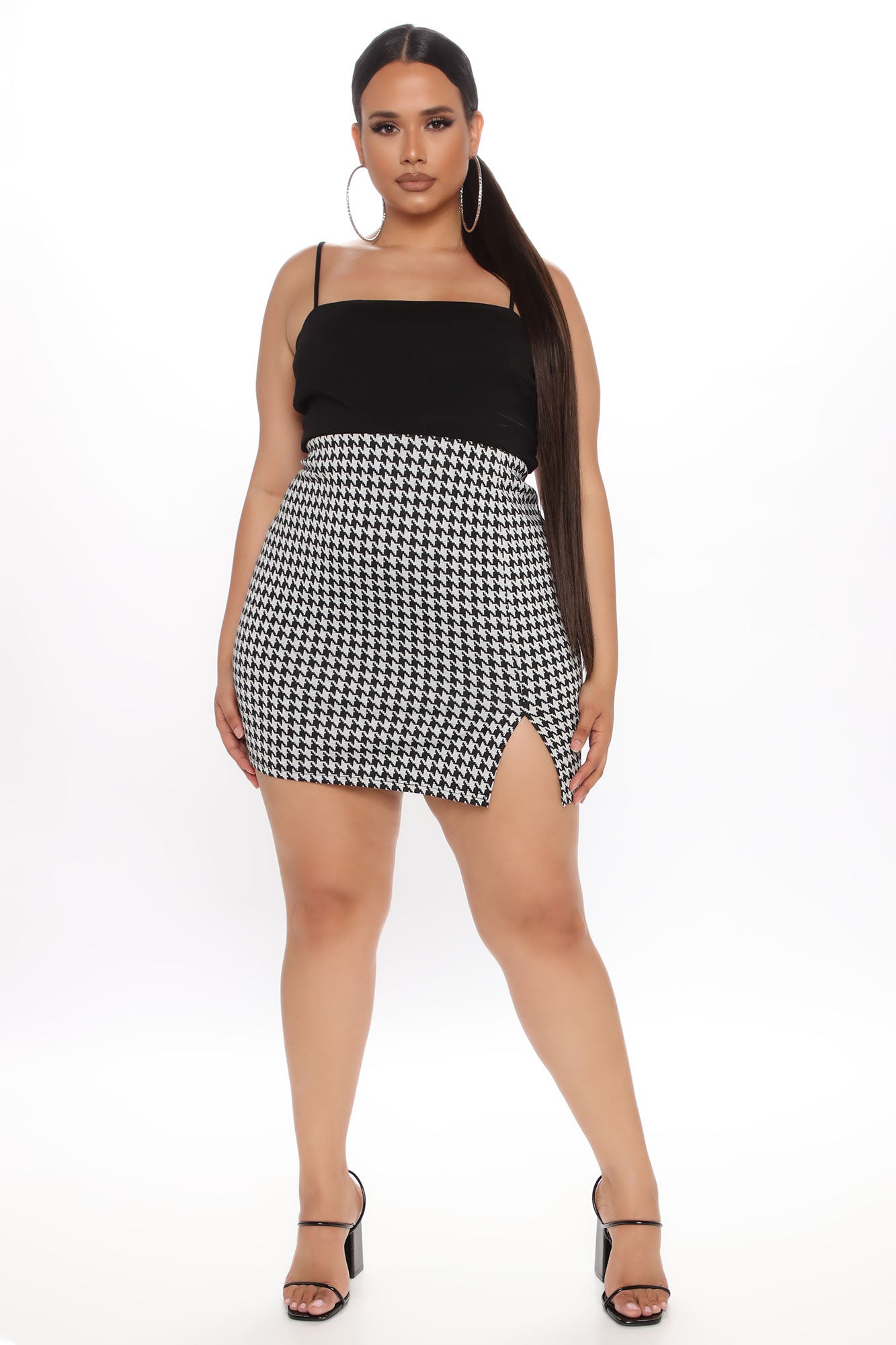 Flame In Your Heart Houndstooth Mini Skirt - Black/Grey - Image 14