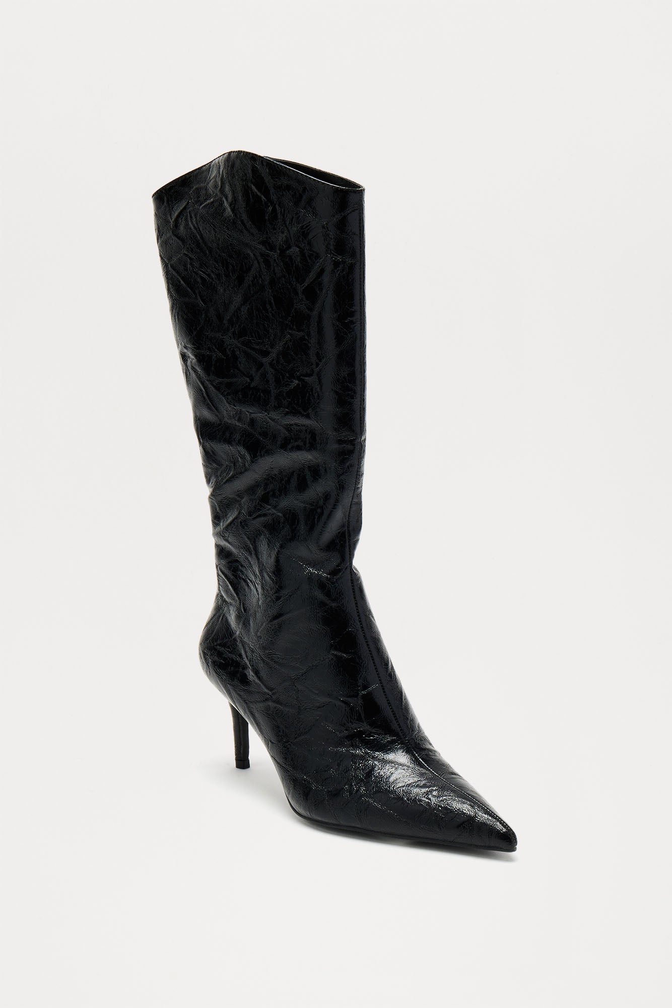 Chicago Distressed Knee High Boots - Black - Image 3