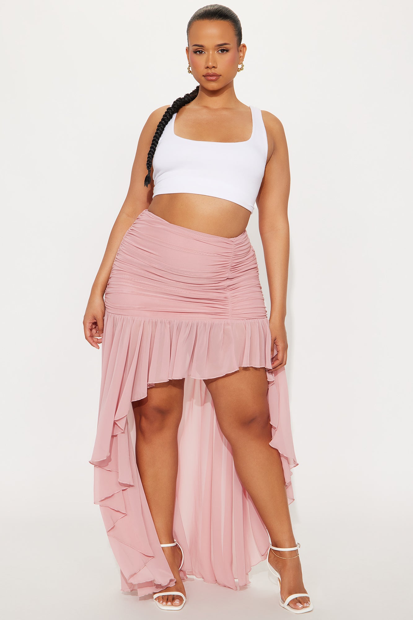 Aria Asymmetrical High Low Maxi Skirt - Mauve - Image 4
