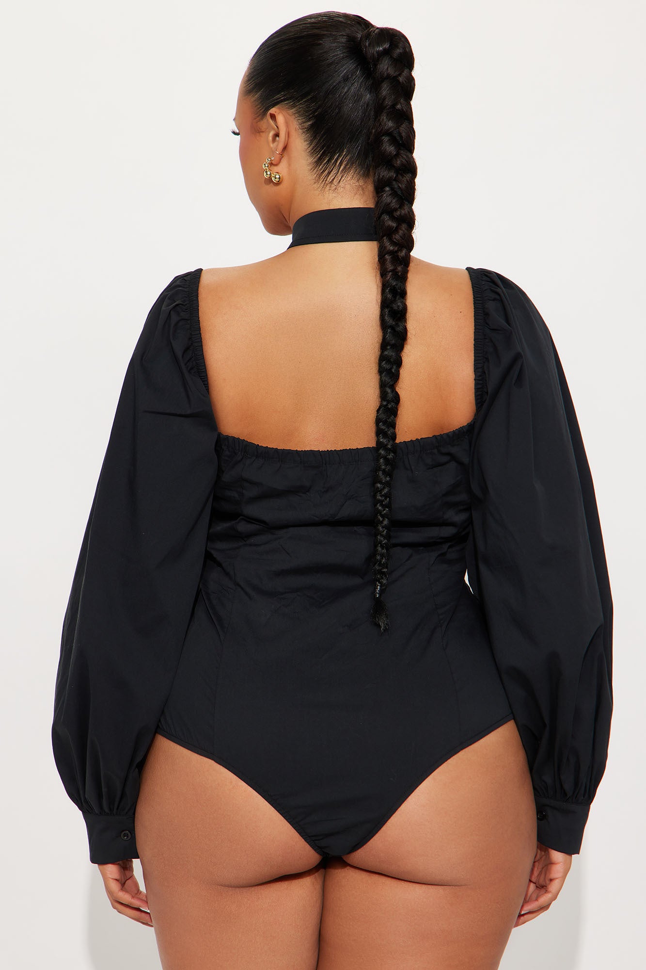 Down To Business Poplin Bodysuit - Black - Image 8