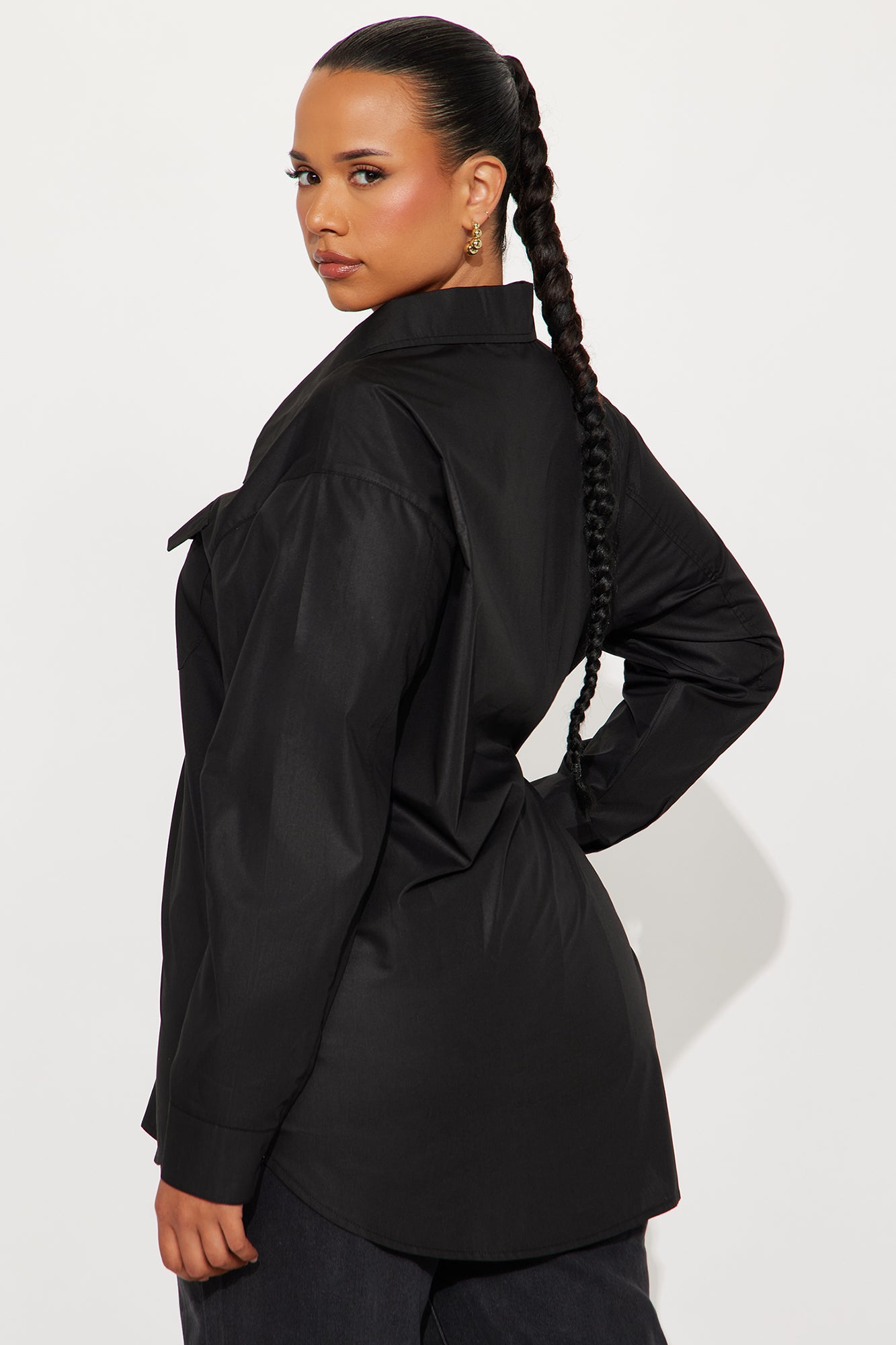 A Classic Poplin Shirt - Black - Image 7