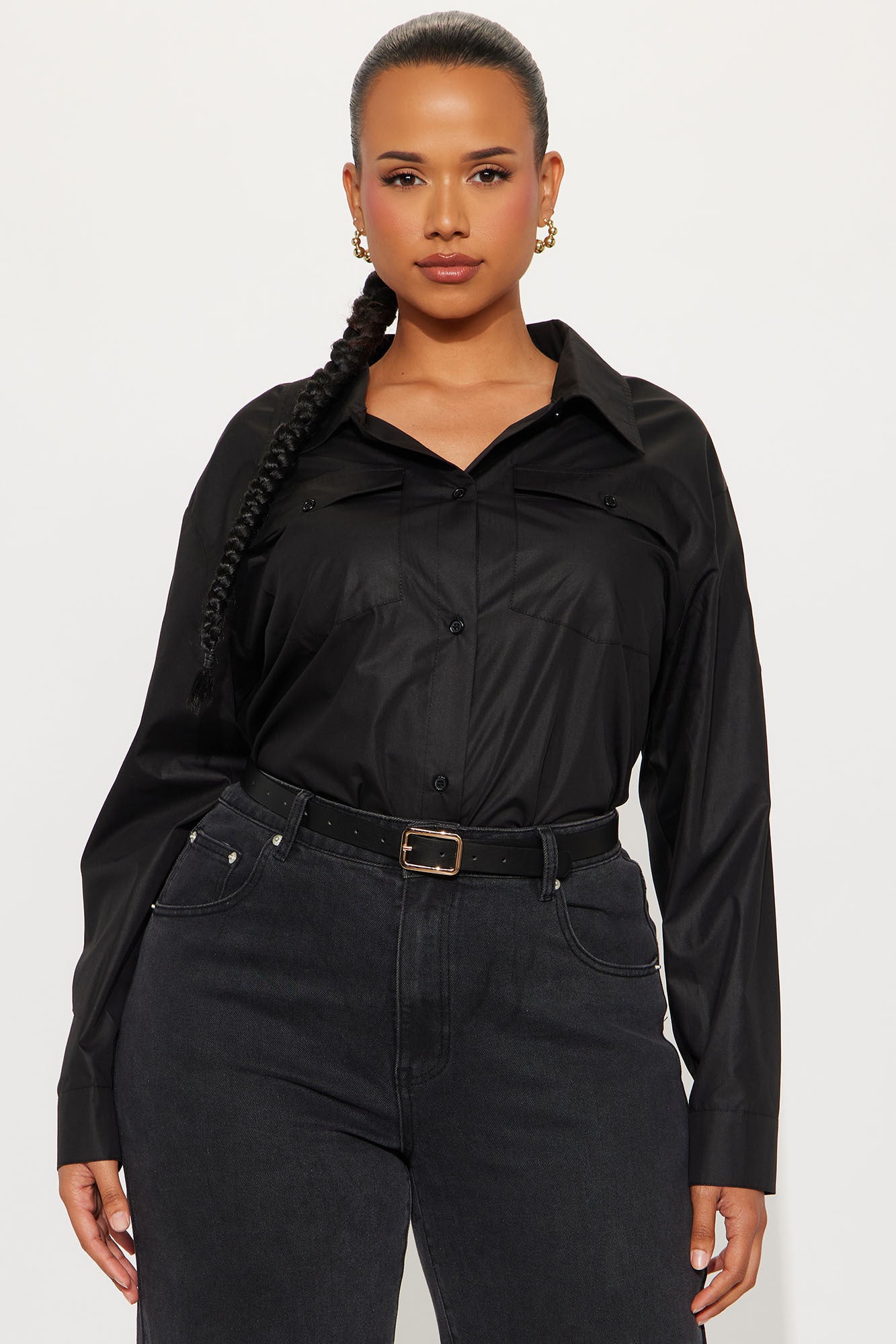 A Classic Poplin Shirt - Black - Image 5