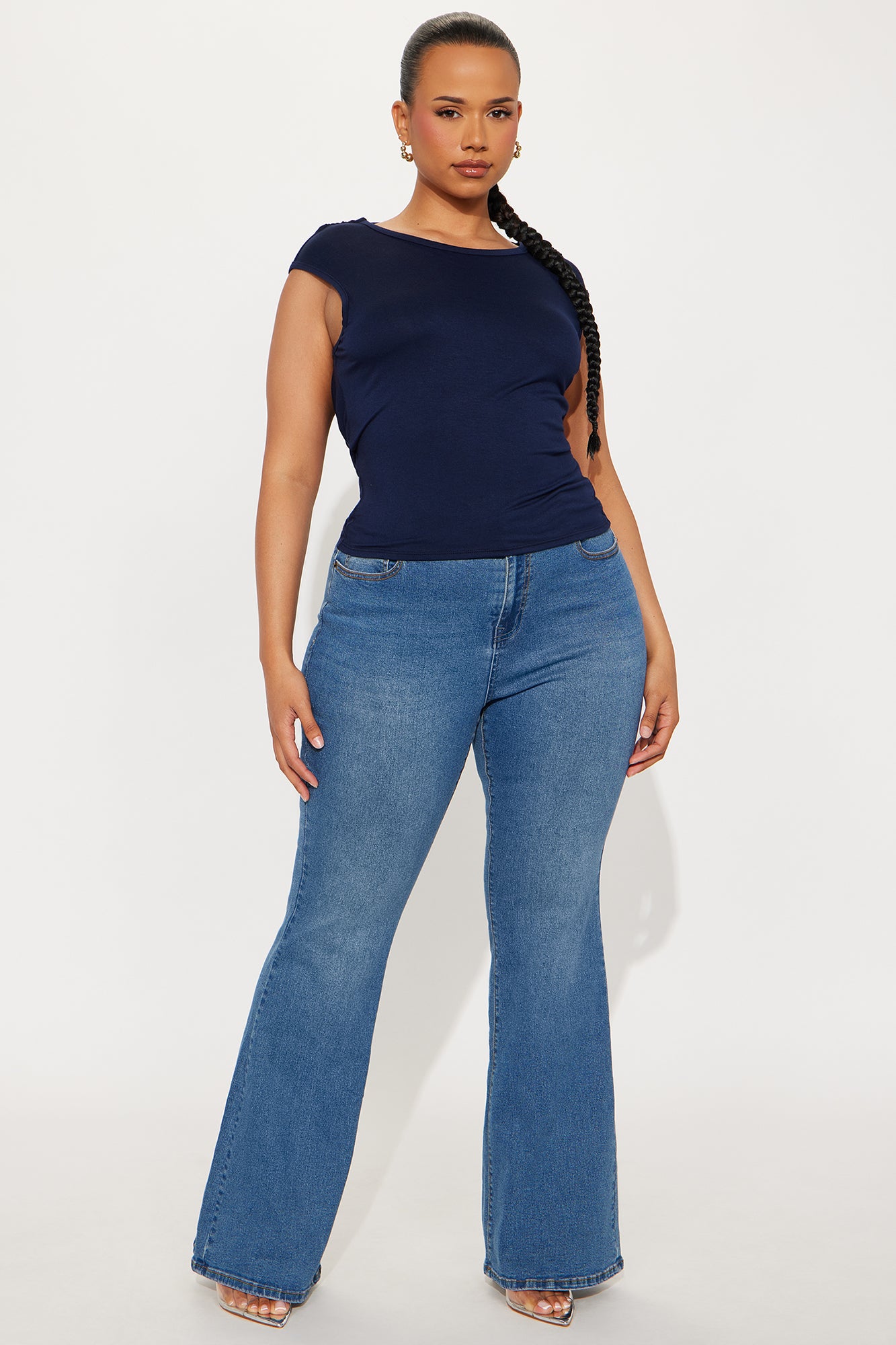 Itzel High Neck Cut Out Top - Navy - Image 5