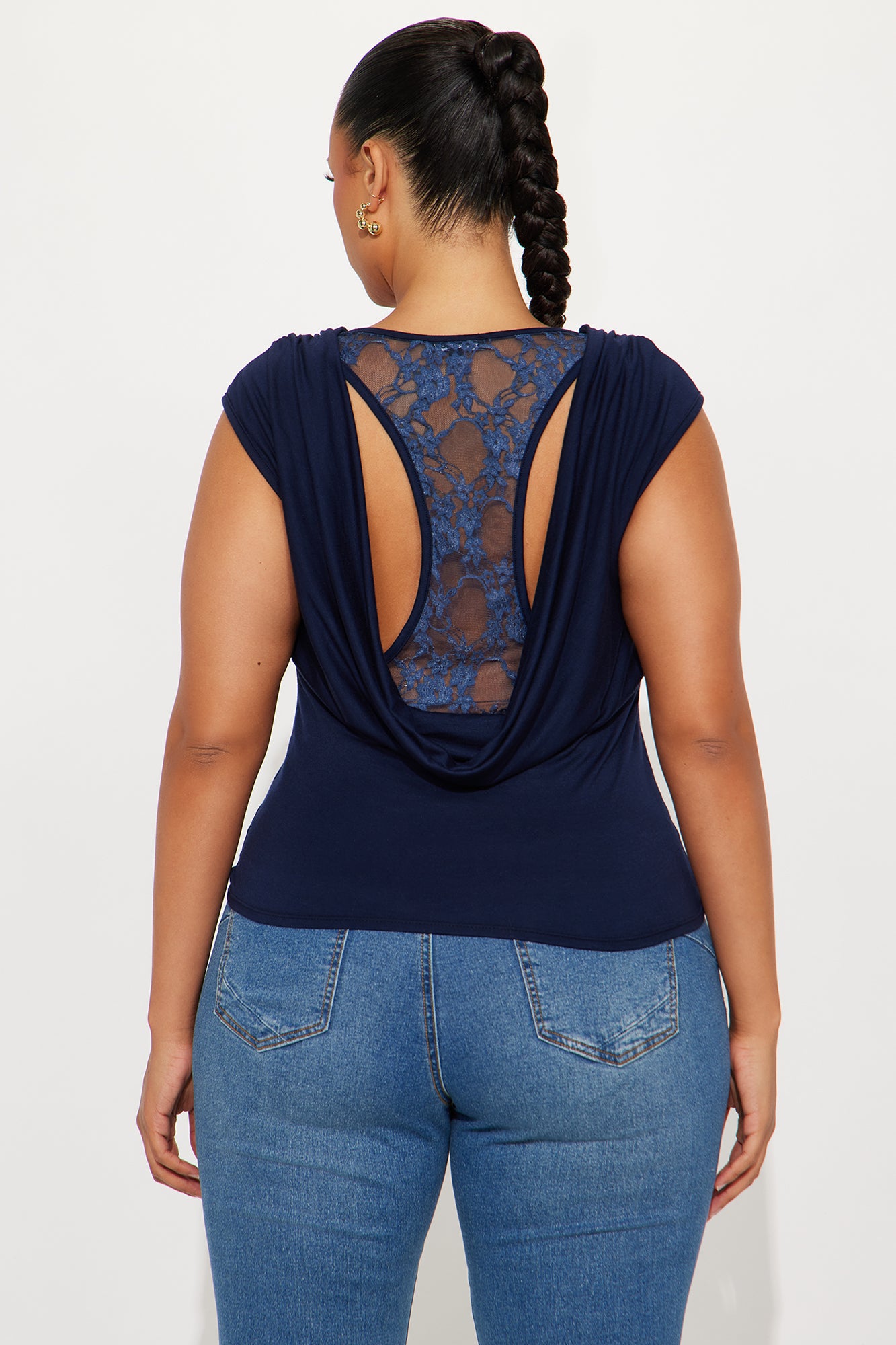 Itzel High Neck Cut Out Top - Navy - Image 6