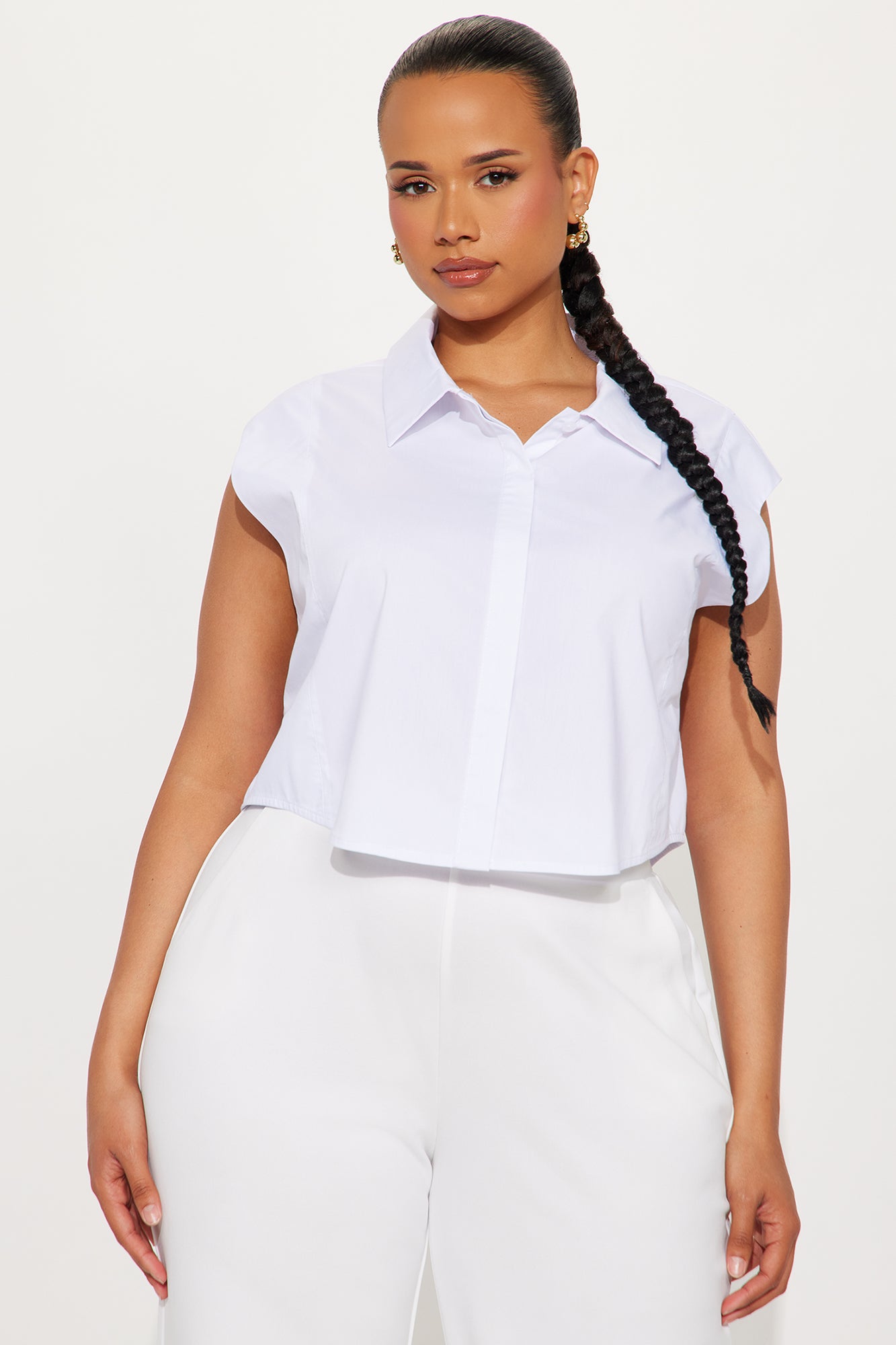 Dream Of Me Lace Up Poplin Top - White - Image 4
