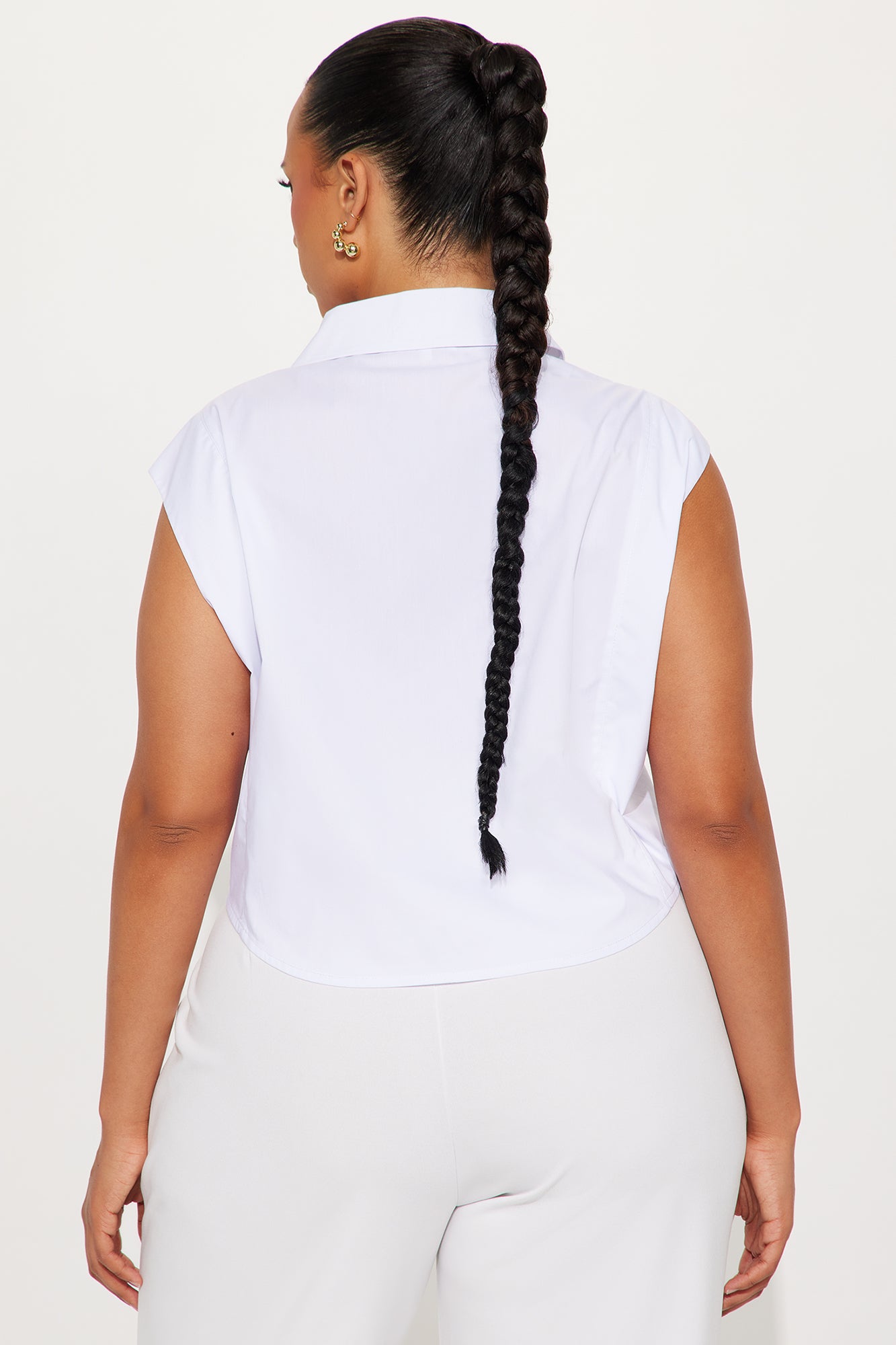 Dream Of Me Lace Up Poplin Top - White - Image 6