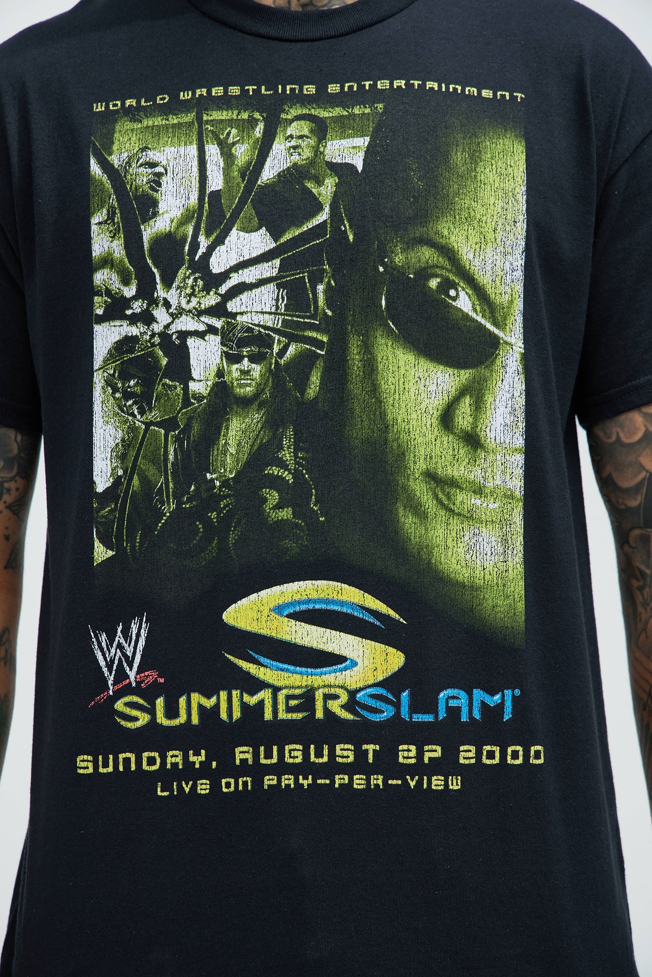 WWE Summer Slam 2000 Short Sleeve Tee - Black - Image 3