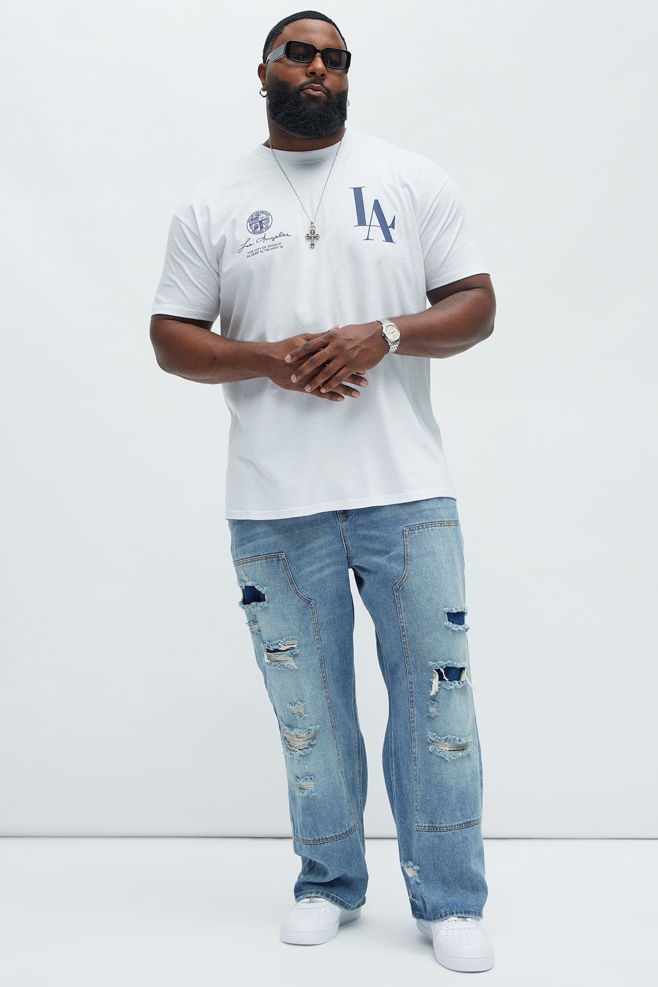 Bore Distressed Carpenter Straight Jeans - Blue Wash - Image 7