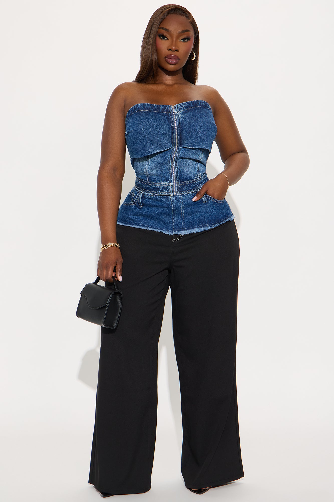 Getaway Girl Denim Pant Set - Medium Wash - Image 4