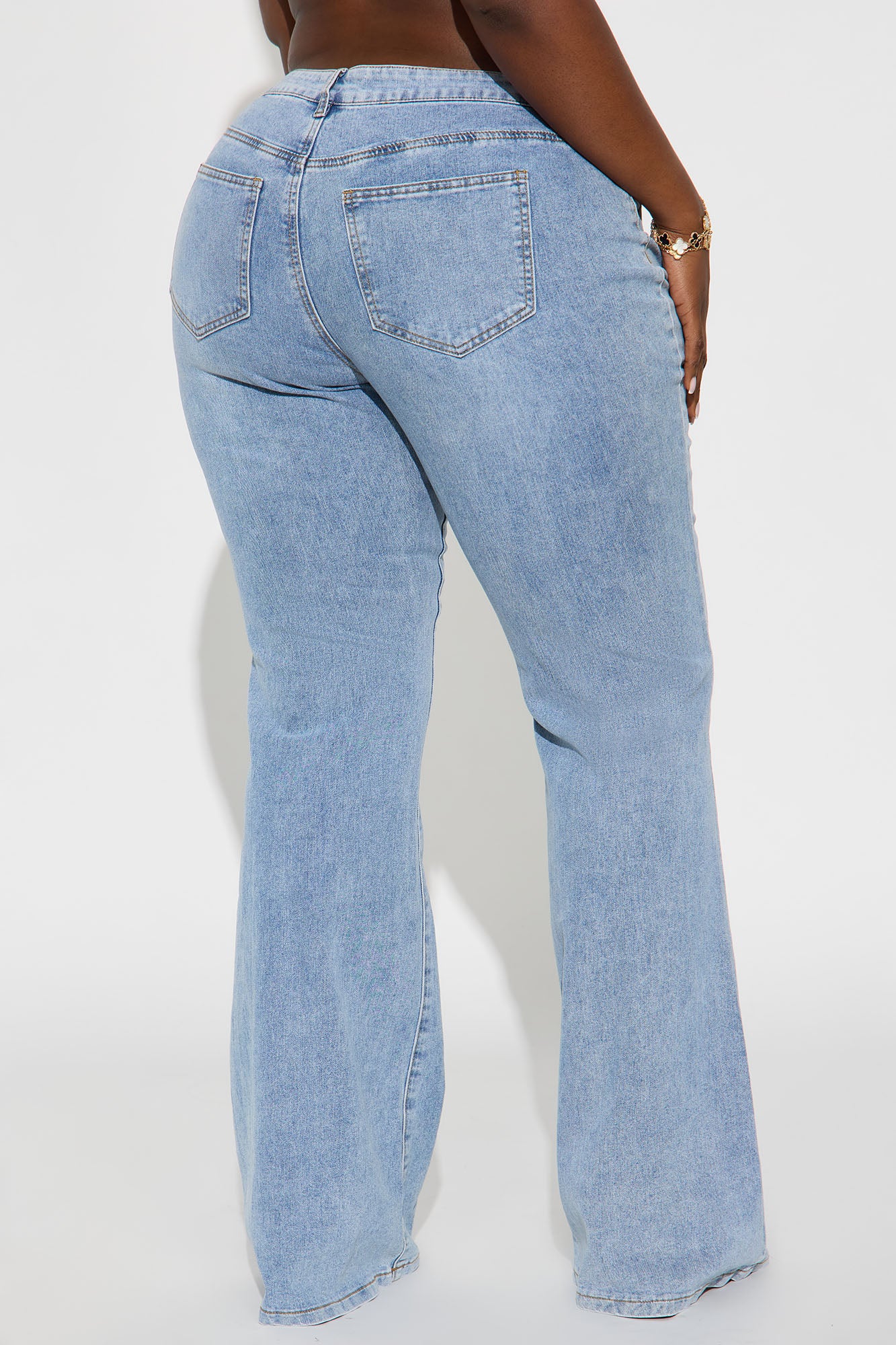Brooke Low Rise Stretch Flare Jeans - Light Wash - Image 6