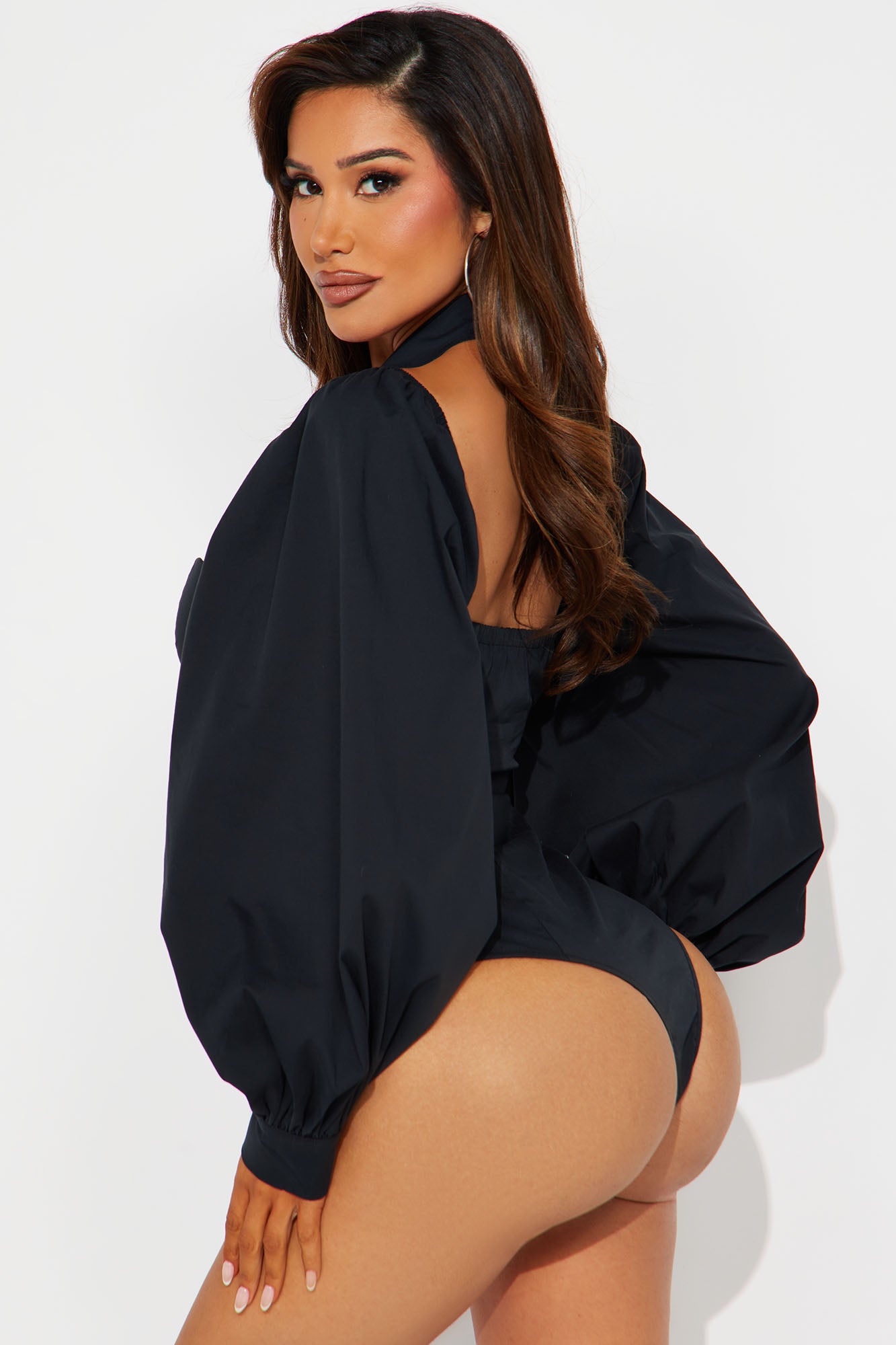Down To Business Poplin Bodysuit - Black - Image 4