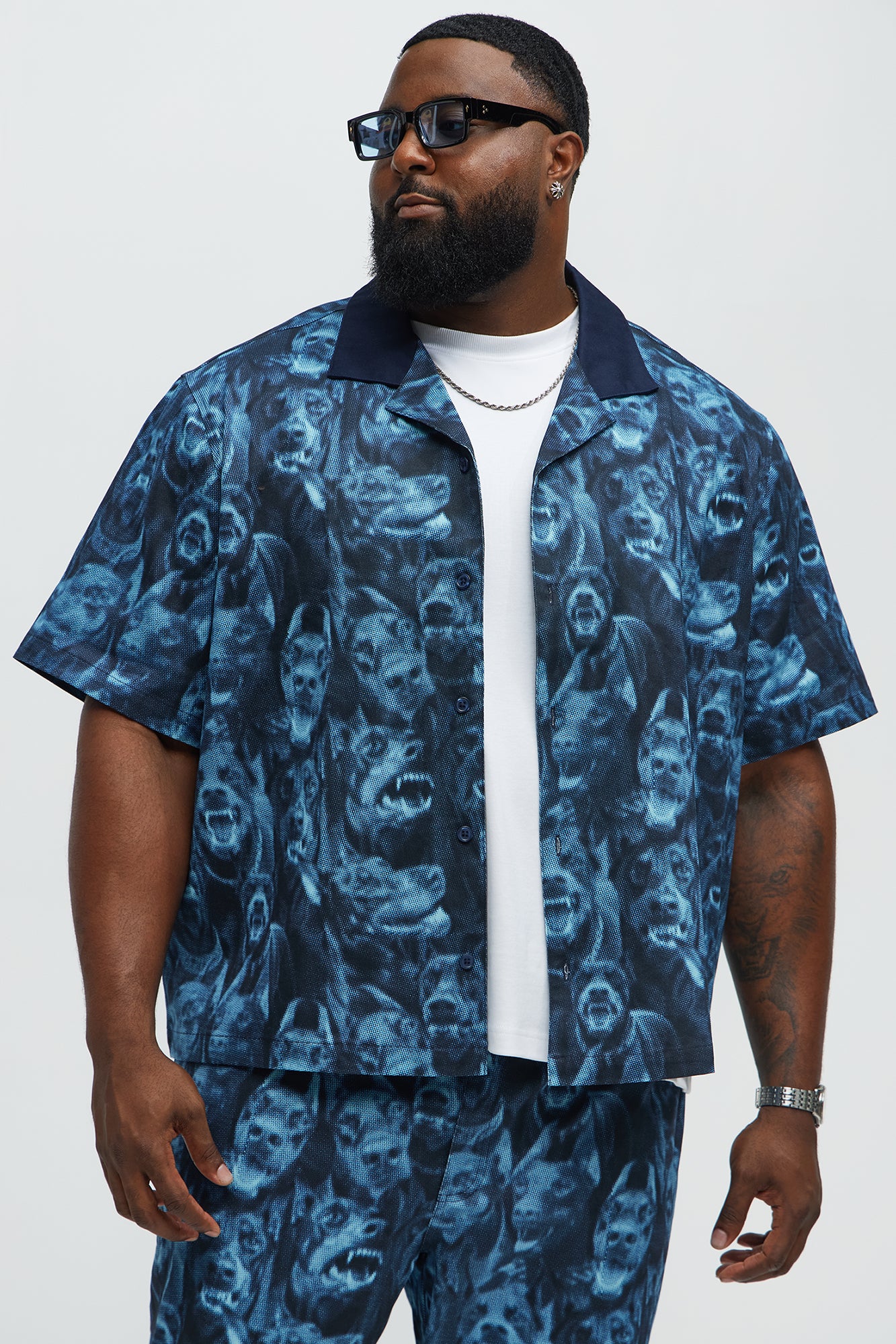 Dobermann Printed Boxy Short Sleeve Shirt - Blue/combo - Image 5