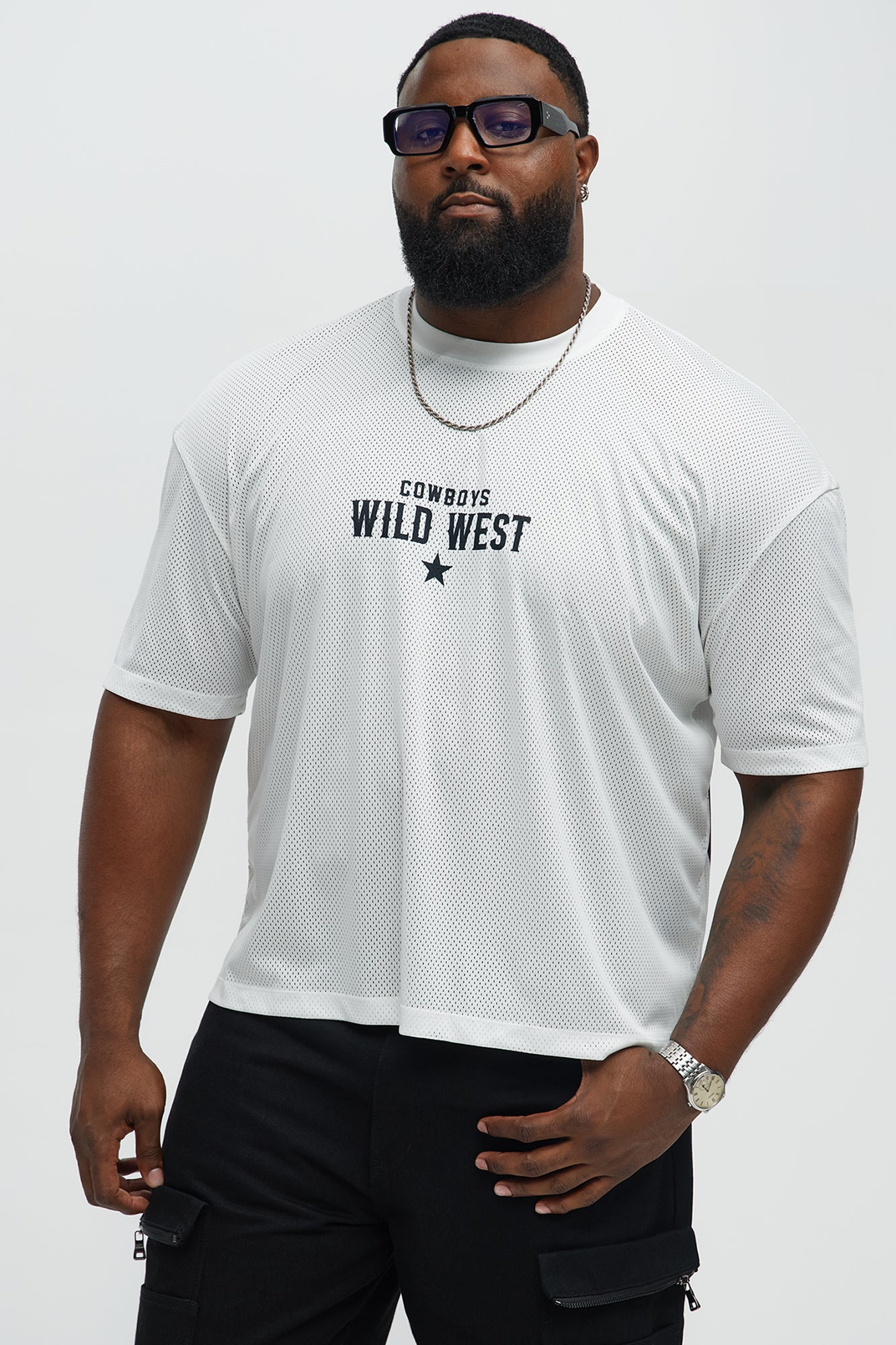 Wild West Relaxed Mesh Tee - White - Image 5