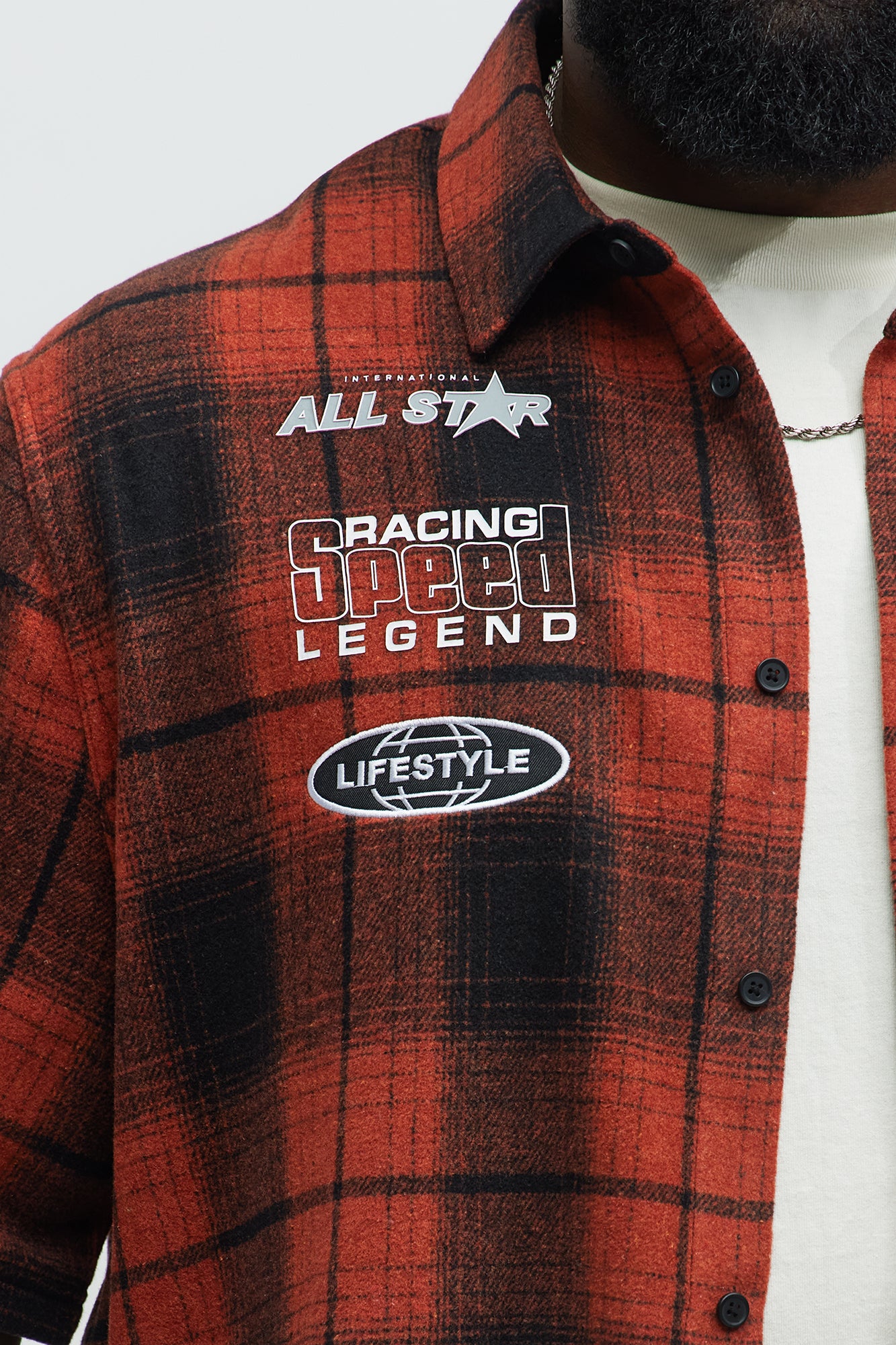 All Star Plaid Button Down Cropped Short Sleeve Shirt - Orange/combo - Image 7