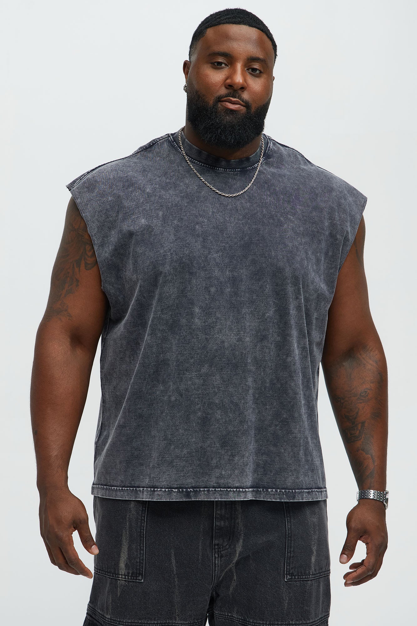Relaxed Vintage Wash Heavyweight Muscle Tee - Black Wash - Image 4