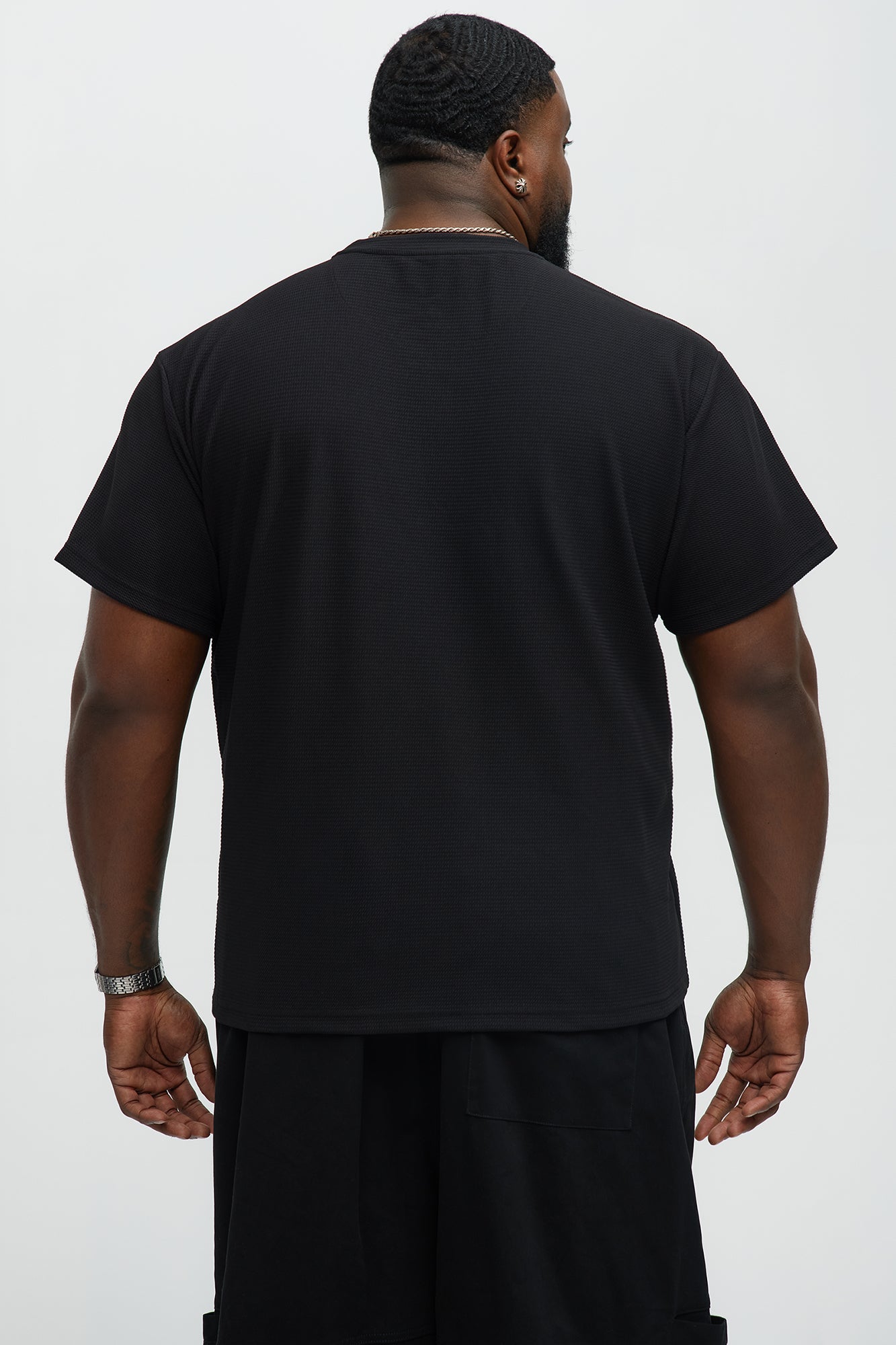Broken Heart Textured Short Sleeve Tee - Black - Image 4