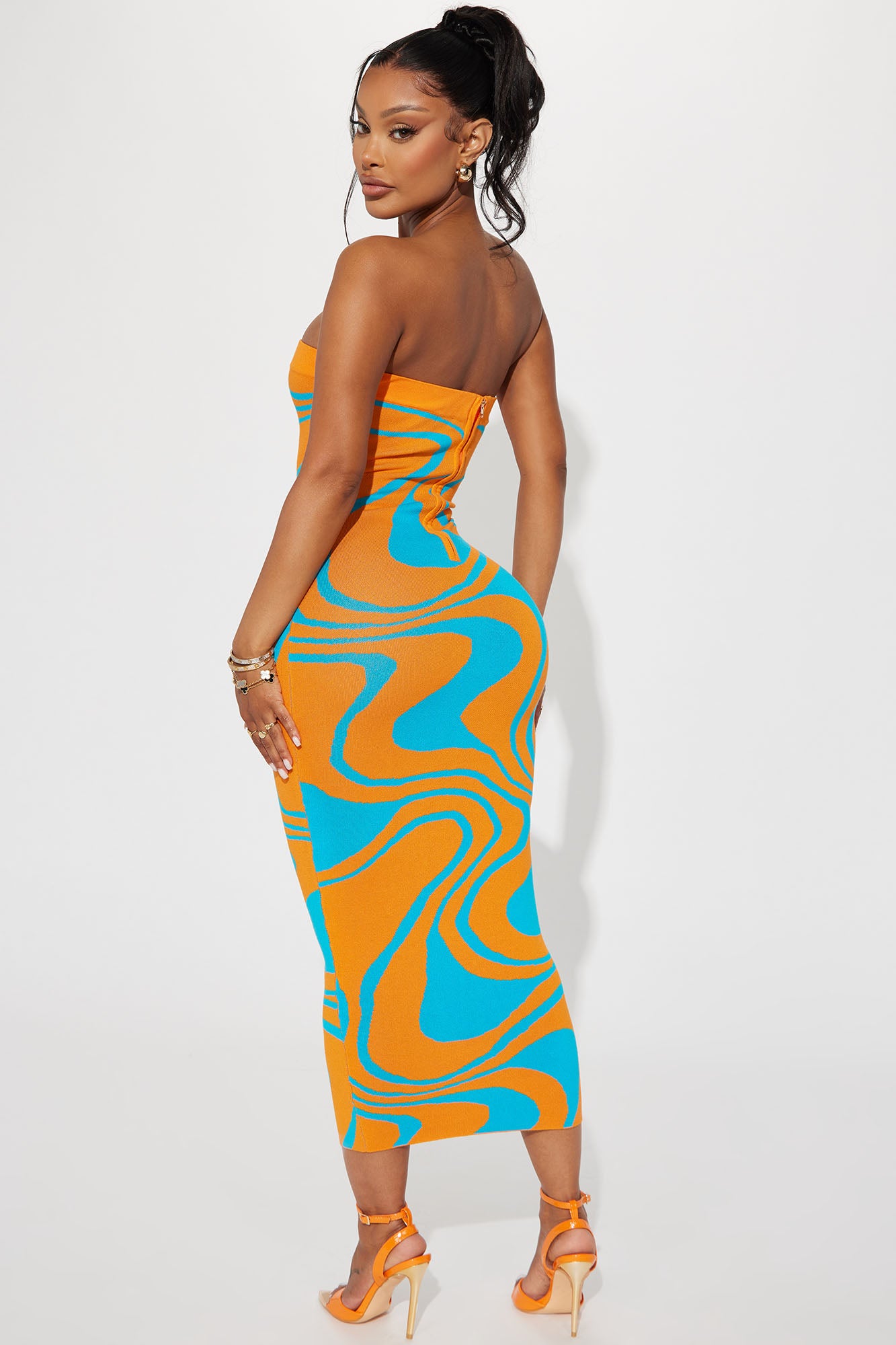 Breezy Knit Maxi Dress - Orange/combo - Image 3