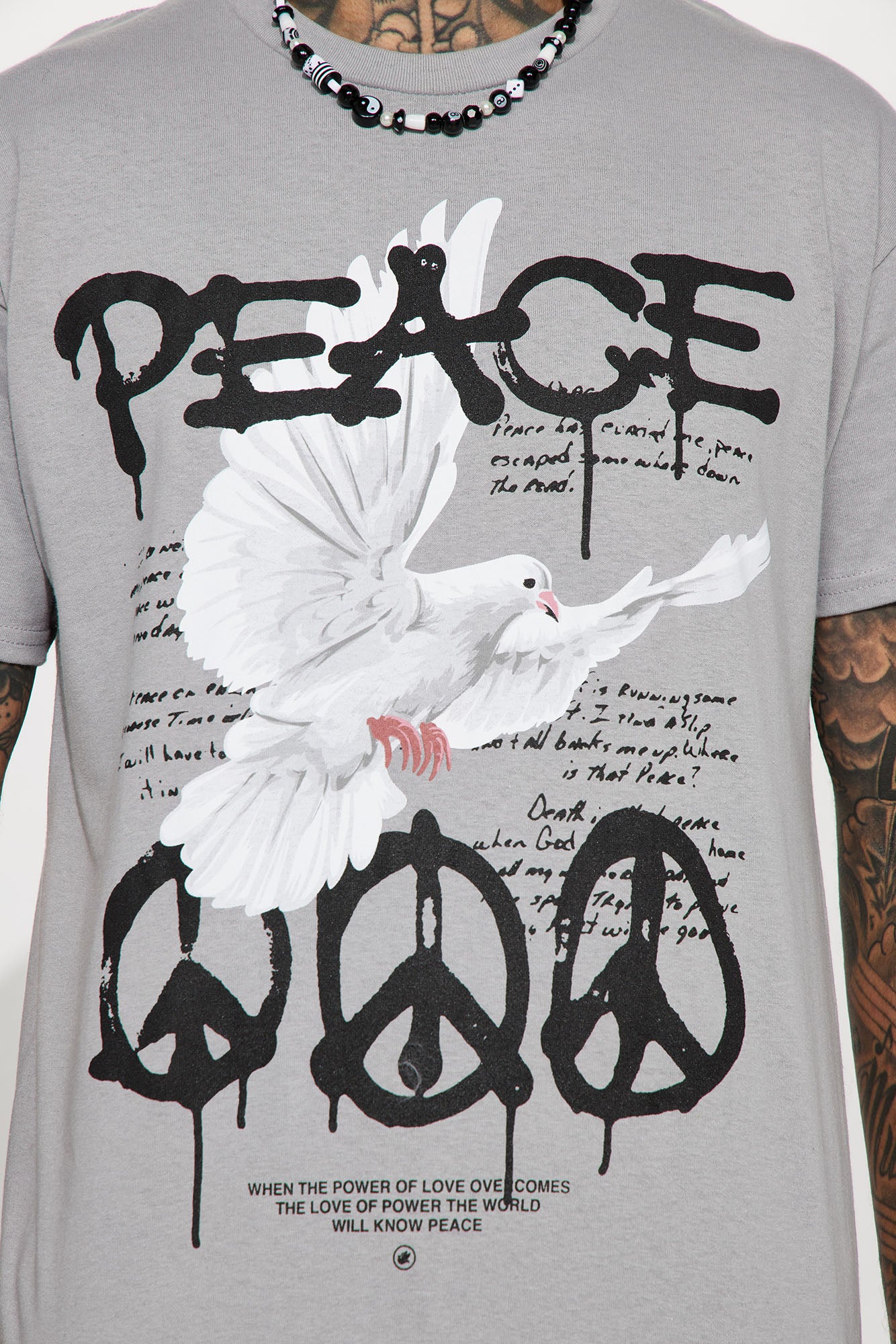 The Power Of Peace Short Sleeve Tee - Grey - Image 4