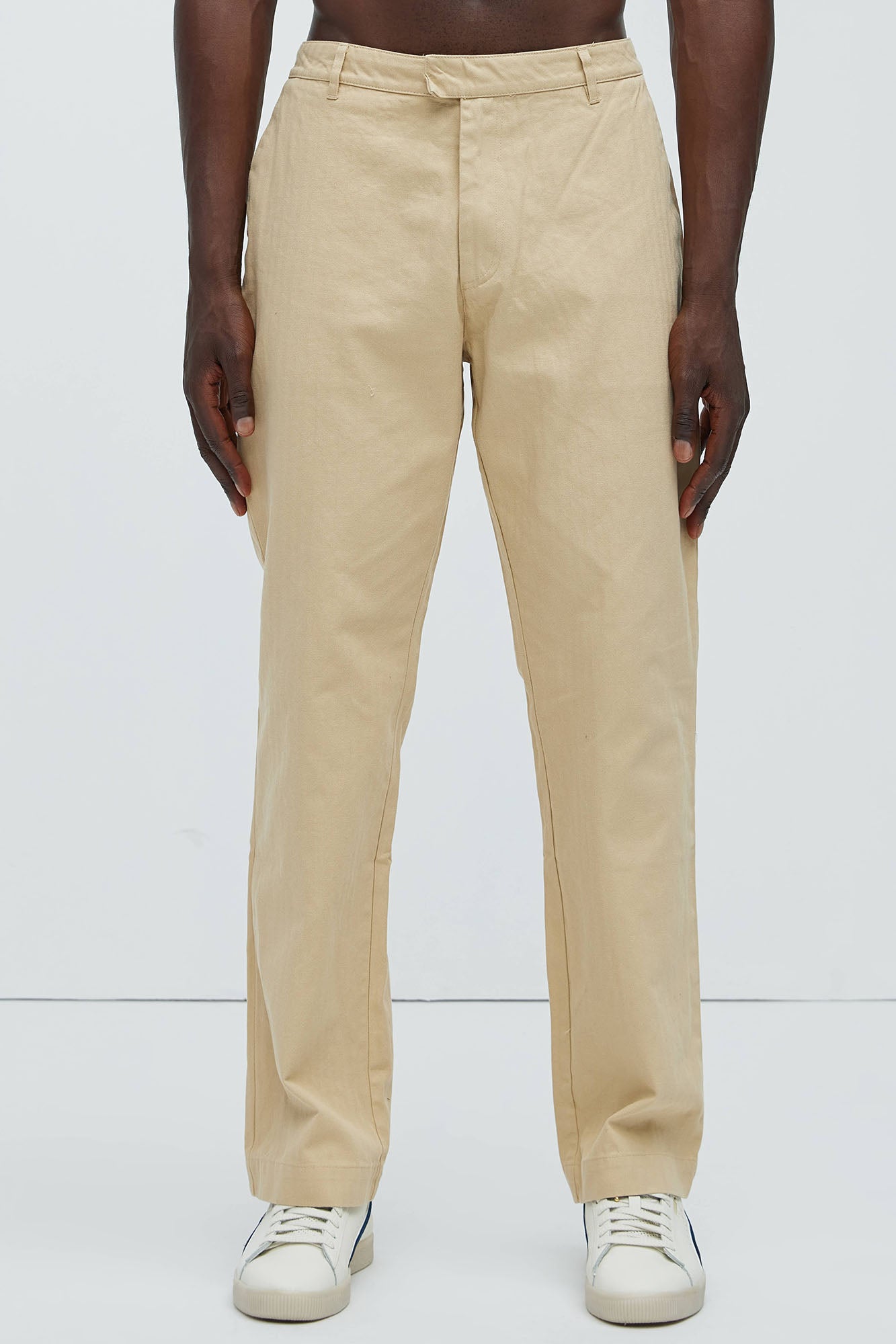 Berry Herringbone Straight Pants - Khaki - Image 3