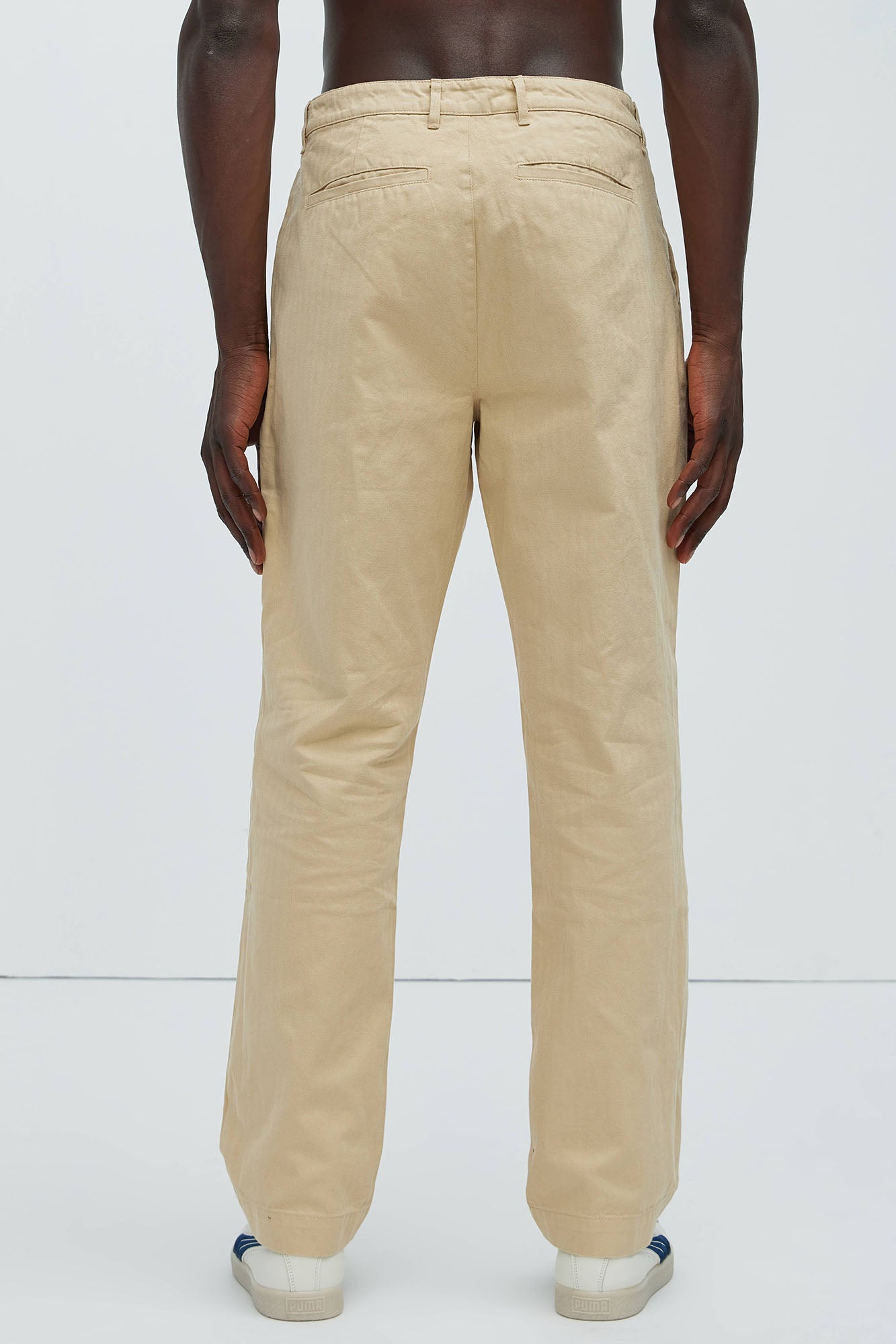 Berry Herringbone Straight Pants - Khaki - Image 4