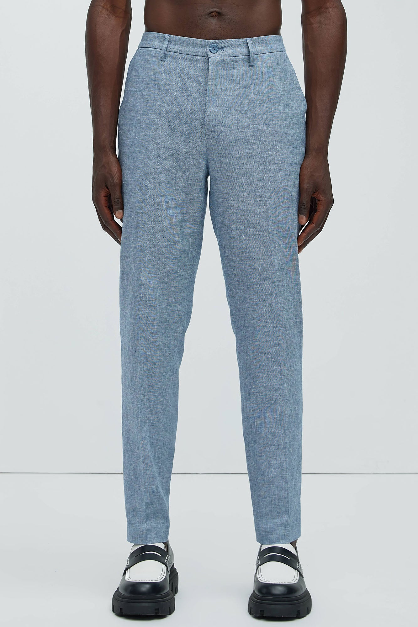 Bahamas Straight Linen Trousers - Blue - Image 3