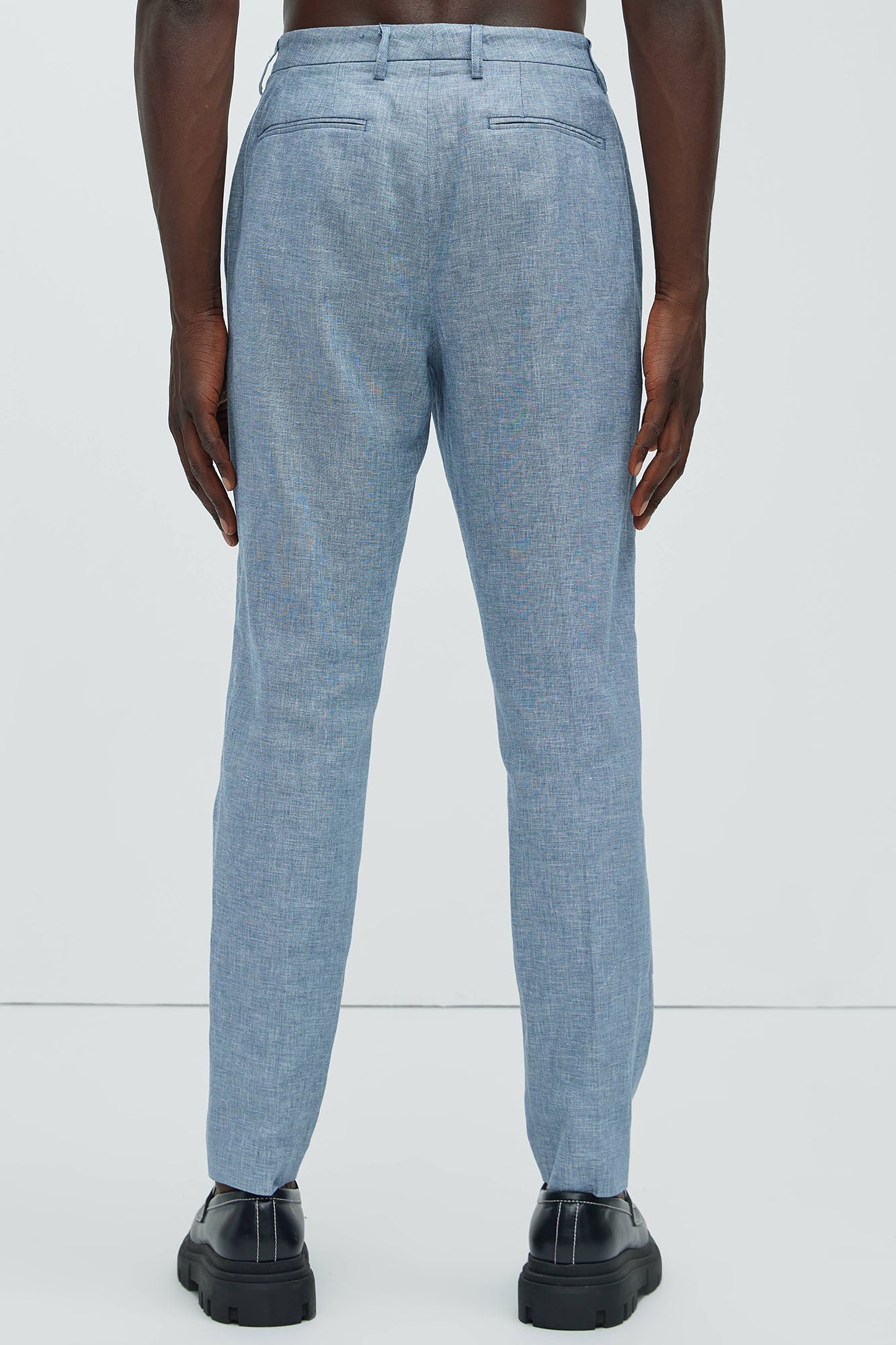 Bahamas Straight Linen Trousers - Blue - Image 4