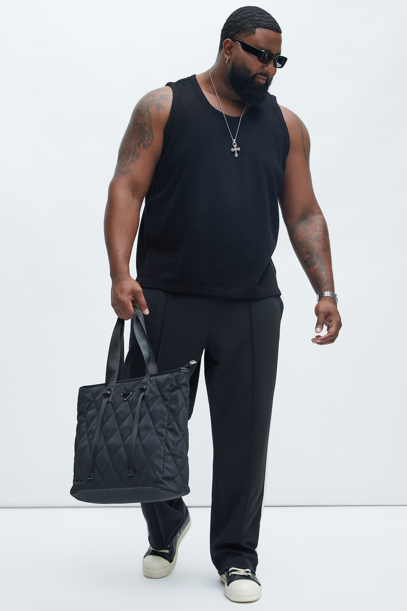 Athens Rib Textured Relaxed Tank - Black - Image 5