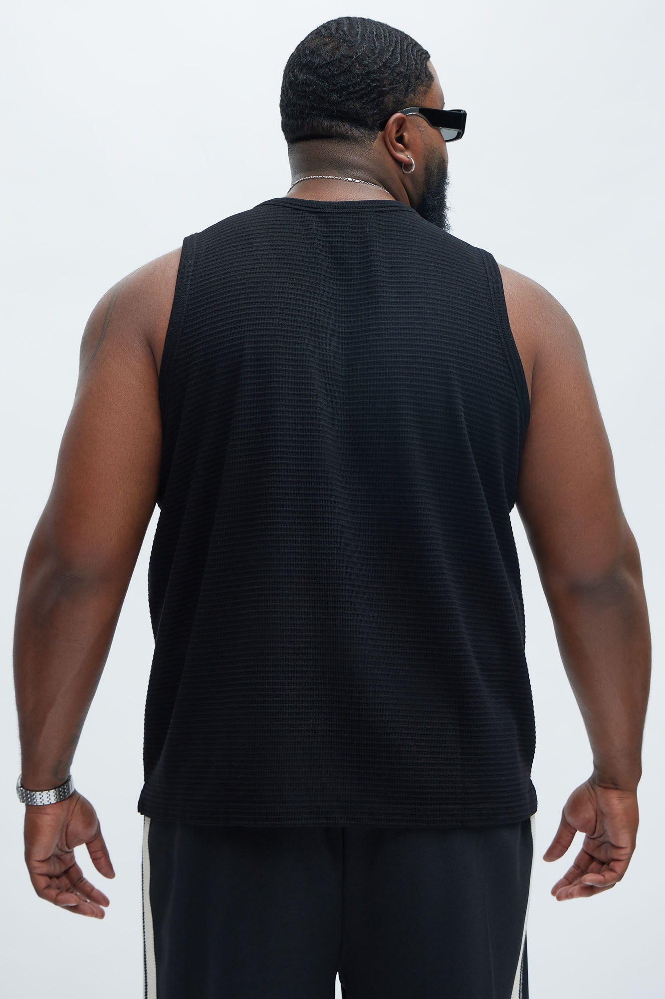 Athens Rib Textured Relaxed Tank - Black - Image 8