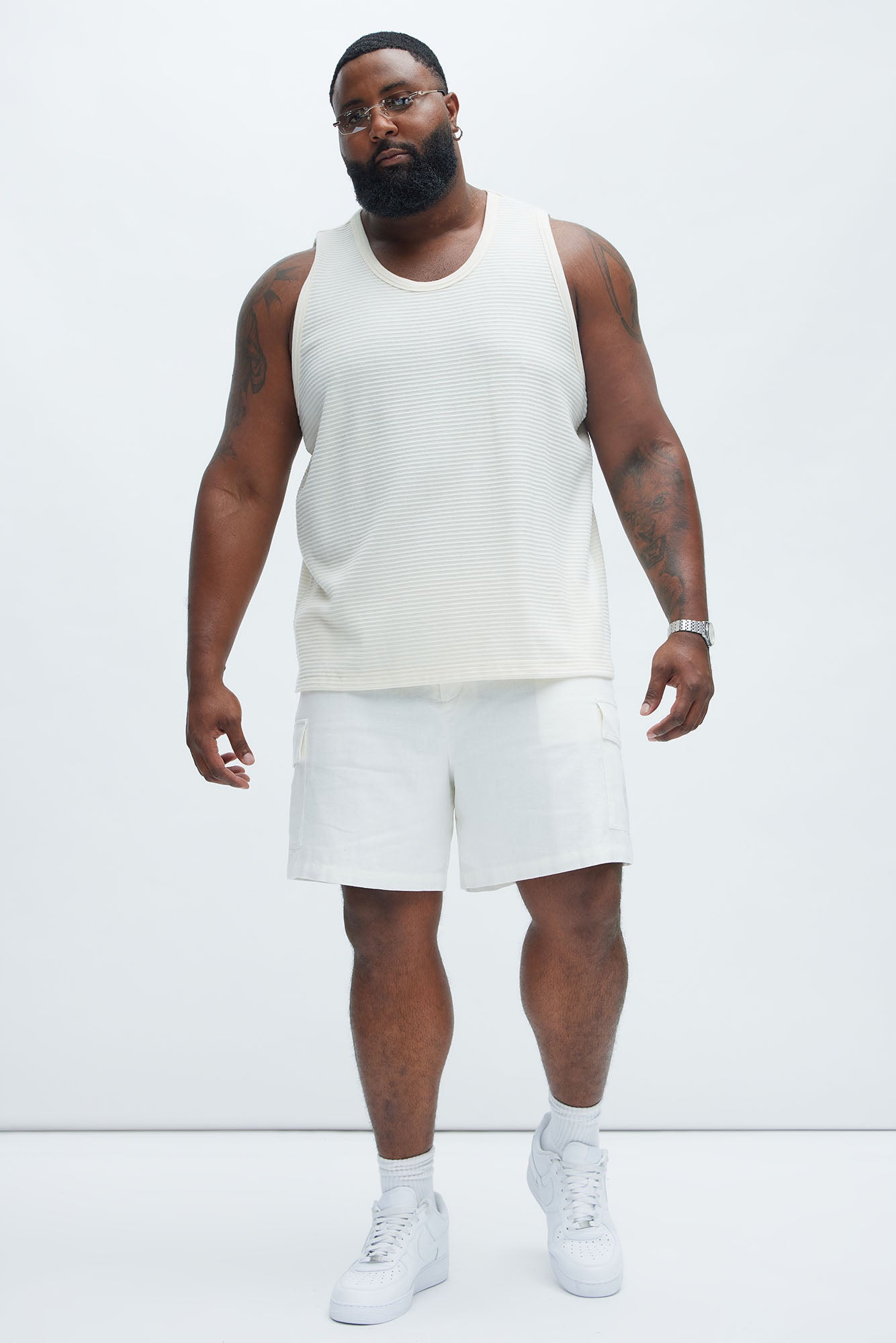 Athens Rib Textured Relaxed Tank - Cream - Image 6