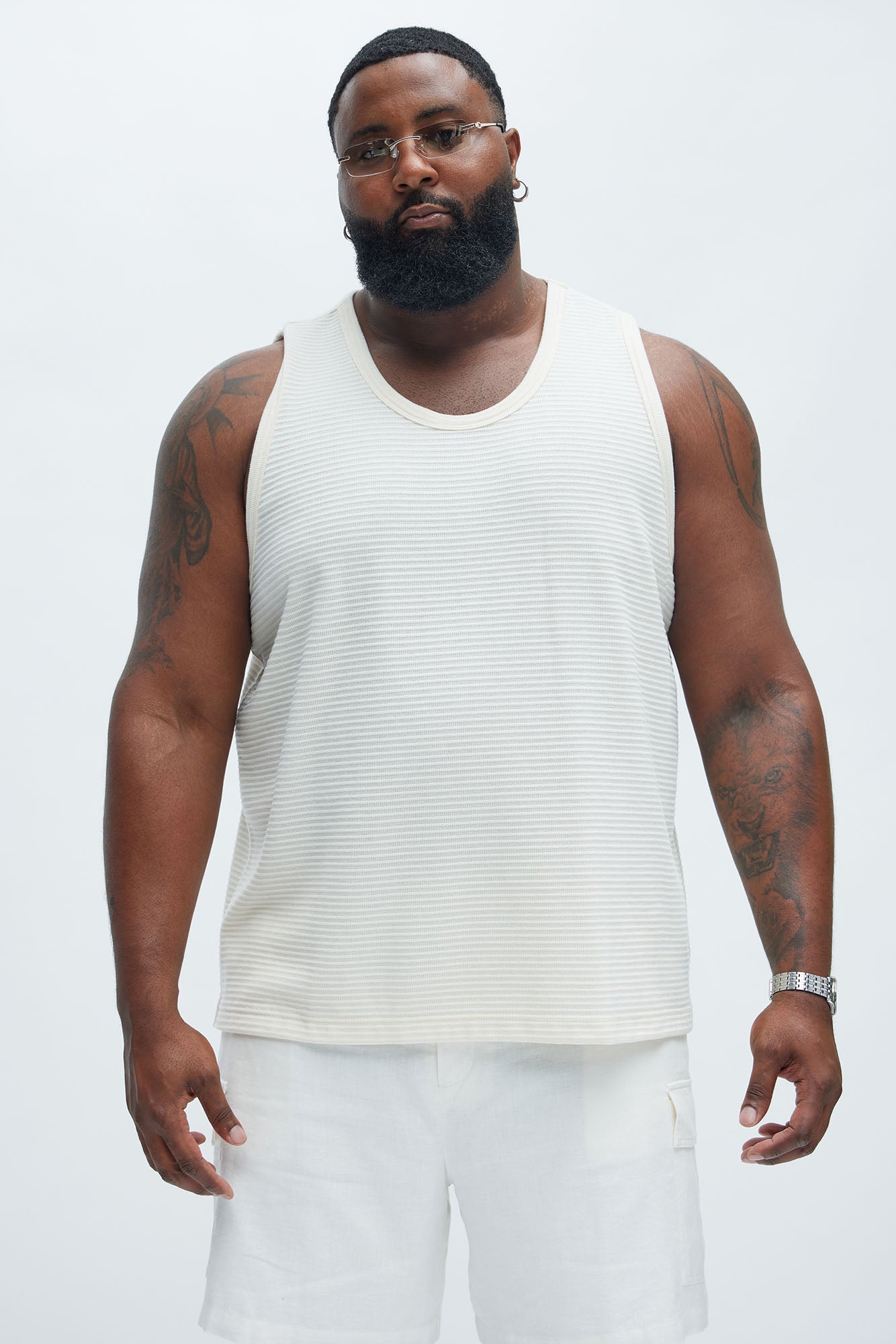 Athens Rib Textured Relaxed Tank - Cream - Image 5