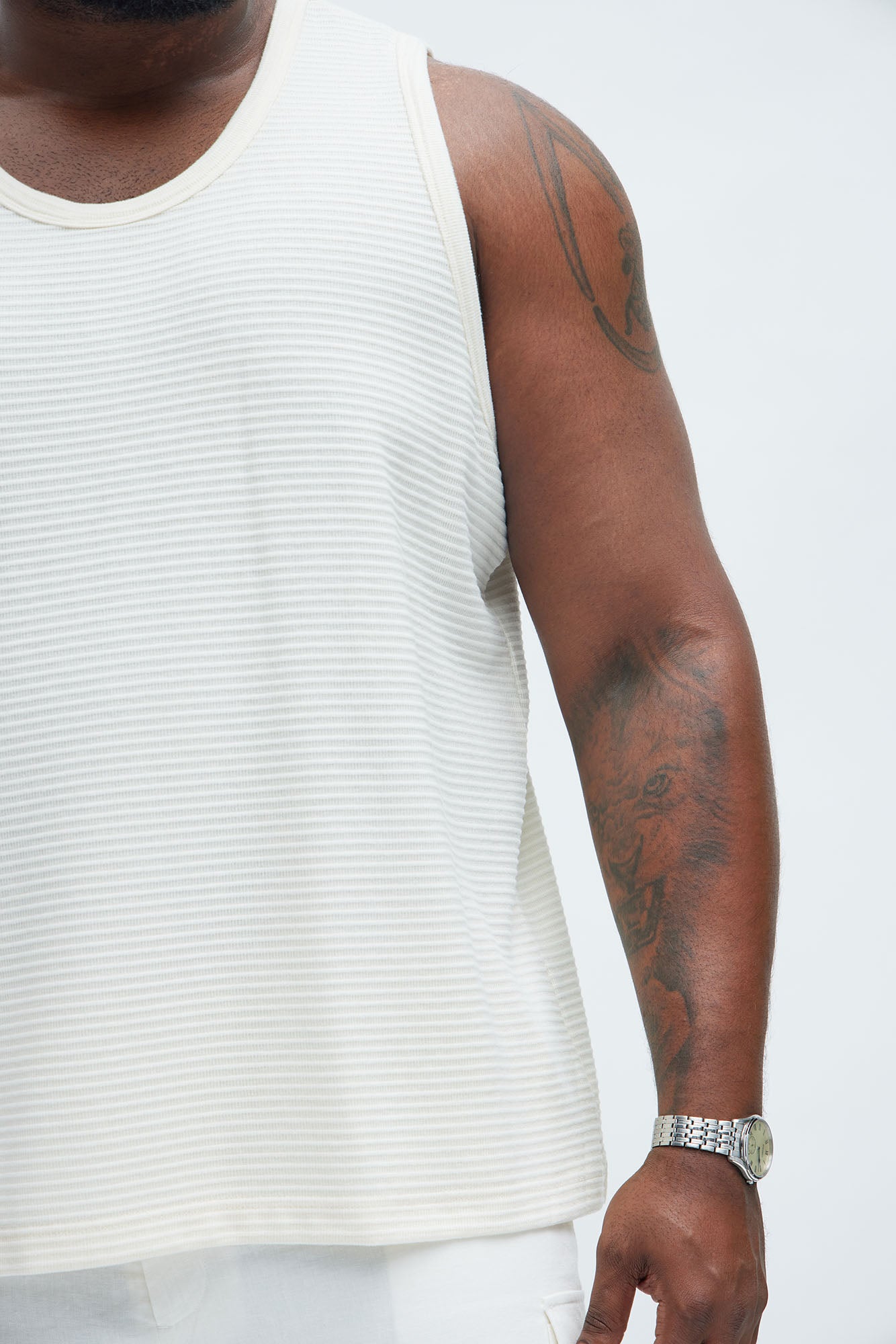 Athens Rib Textured Relaxed Tank - Cream - Image 7