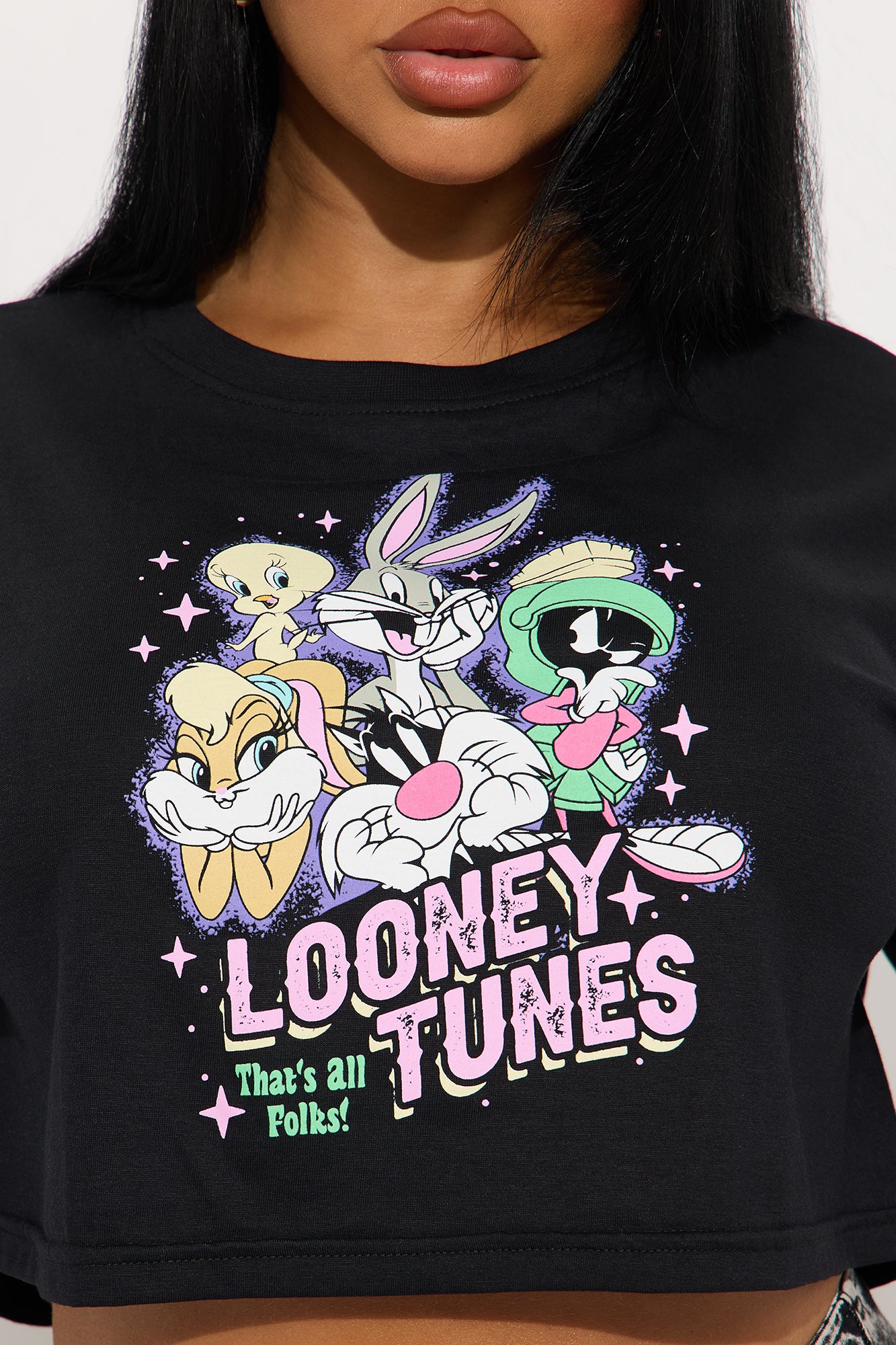 Looney Tunes Cropped Tee - Black - Image 3