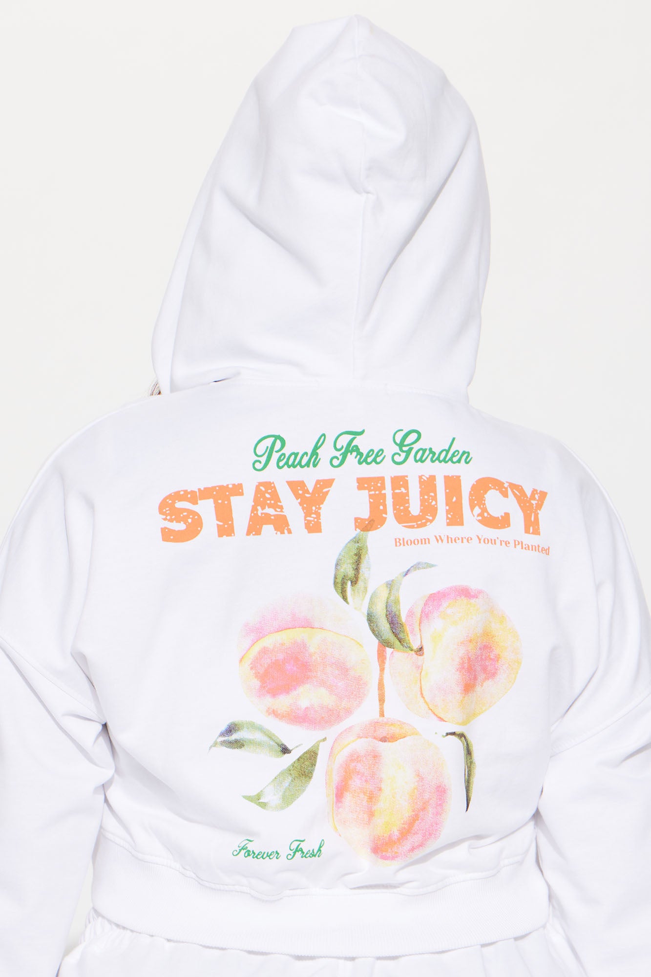 Stay Juicy French Terry Hoodie Zip Up Short Set - White/combo - Image 10