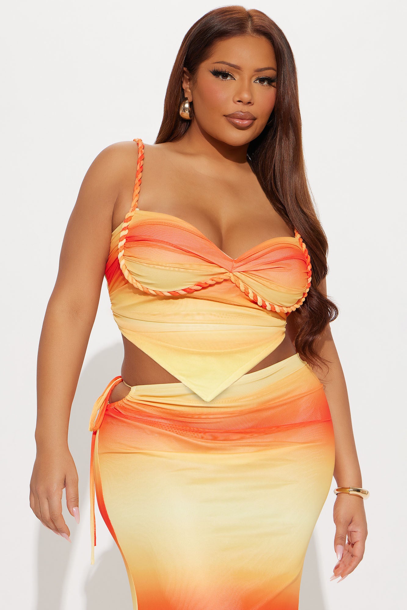 Serena Mesh Maxi Skirt Set - Yellow/combo - Image 5