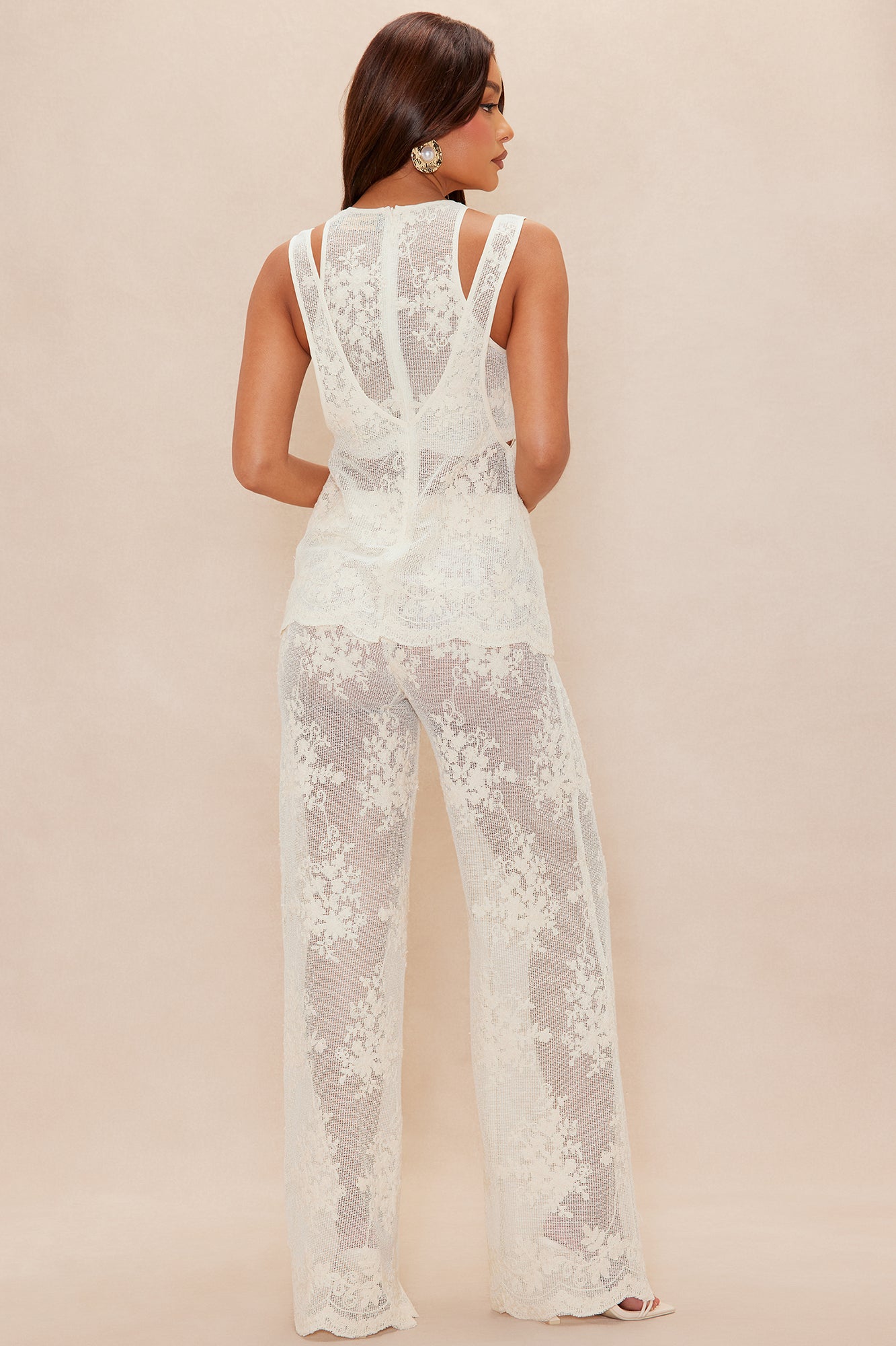 Adelita Crochet Pant Set - Cream - Image 4