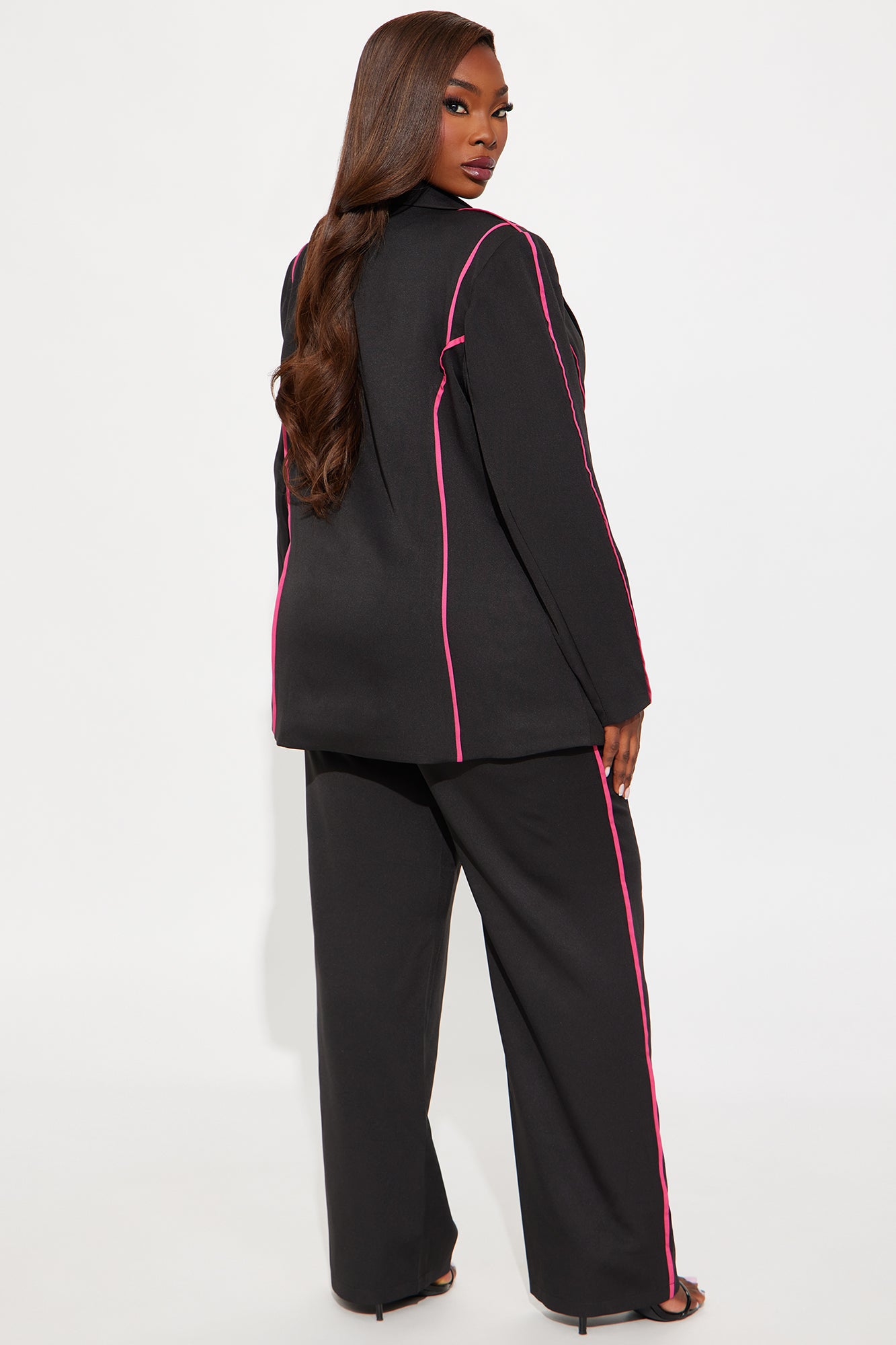 Miss Executive Blazer Pant Set - Black/Pink - Image 8