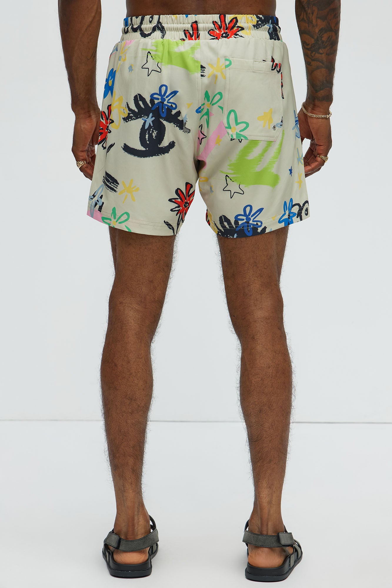 Graffiti Bloom Swim Mid Trunk - Multi Color - Image 4