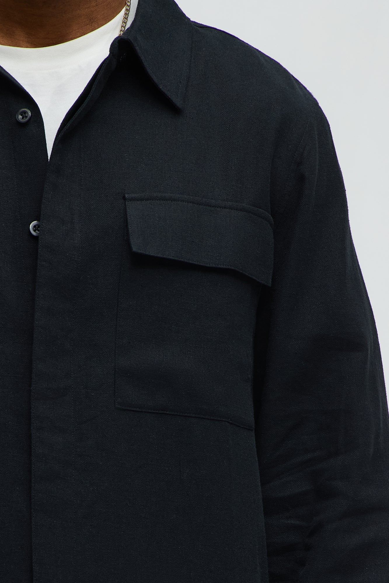 Bahamas Linen Long Sleeve Shirt - Black - Image 3