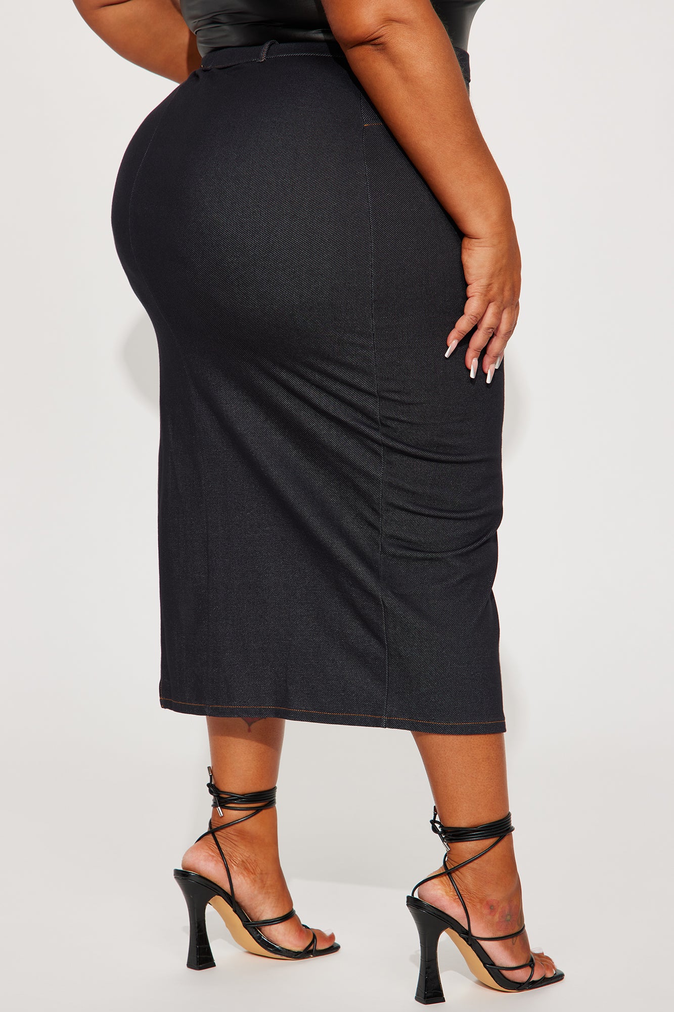 Feel Myself High Slit Maxi Skirt - Dark Wash - Image 6