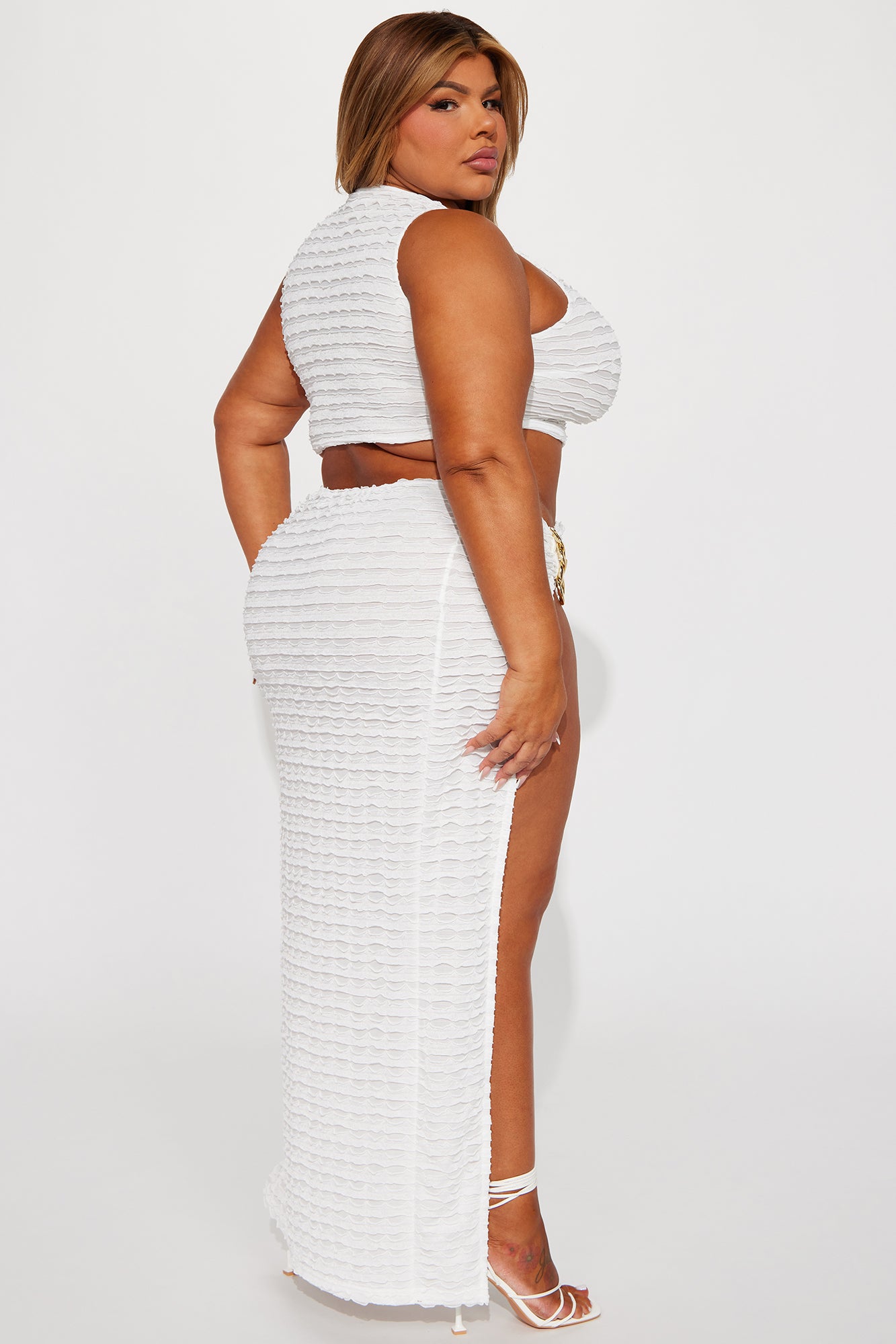 Trina Textured Skirt Set - White - Image 12