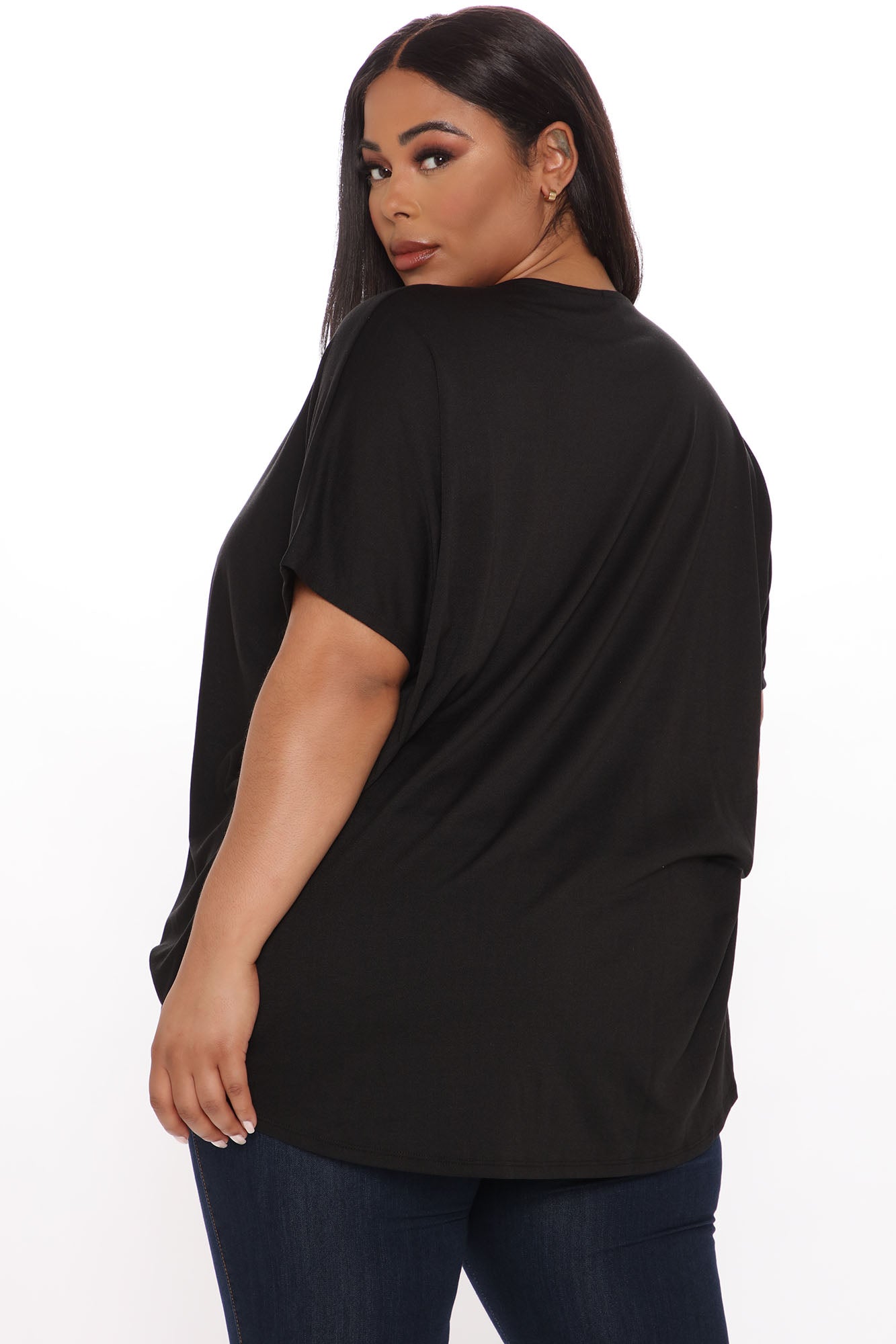 You Got Me Twisted V Neck - Black - Image 3